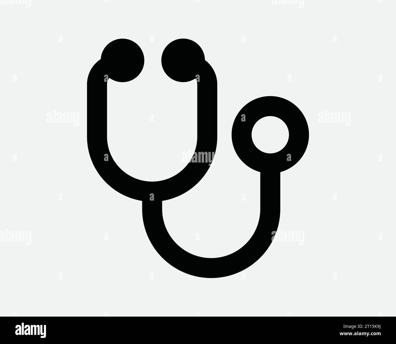 Icône de stéthoscope Docteur médical soins de santé appareil auditif instrument Cardiologie respiration Noir blanc contour forme signe symbole EPS vecteur Illustration de Vecteur