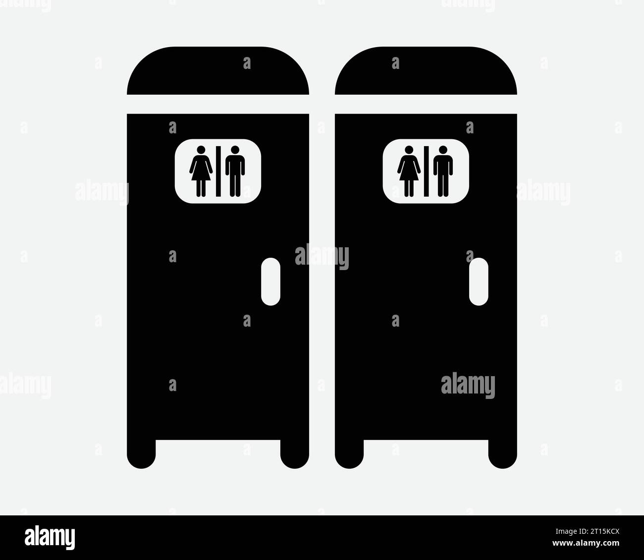 Portable WC icône toilettes publiques salle de bains WC salle hygiène toilettes deux paires ensemble mâle femelle Noir blanc forme ligne Outline Sign symbole EPS Vector Illustration de Vecteur