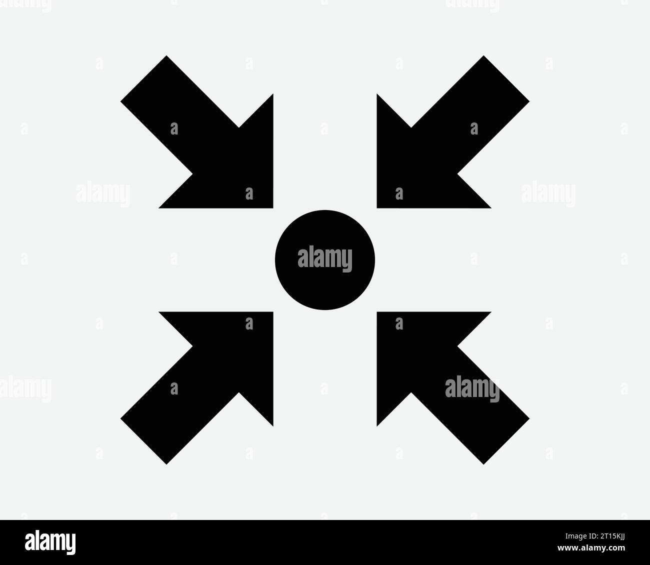 Zoom arrière icône de flèche quatre 4 points pointeur cible objectif position du point d'assemblage navigation ici Noir blanc forme ligne contour signe symbole EPS vecteur Illustration de Vecteur