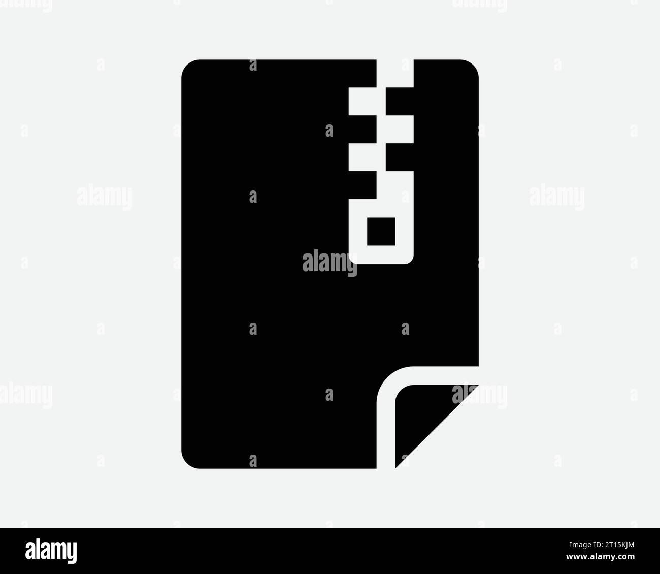 Zip File icon Compressed Folder document Archive Save Computer Tech IT Button Télécharger papier Noir blanc forme ligne Outline Sign Symbol EPS Vector Illustration de Vecteur