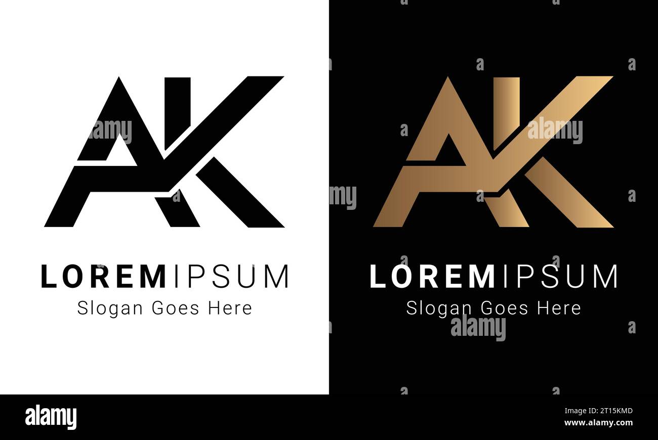 Design initial de logo de lettre de texte AK ou KA monogramme de luxe Illustration de Vecteur