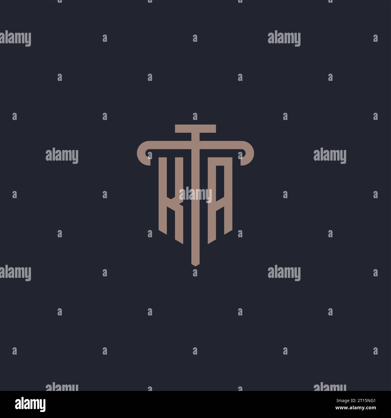 Monogramme initial de logo KA avec vecteur de conception d'icône de pilier Illustration de Vecteur