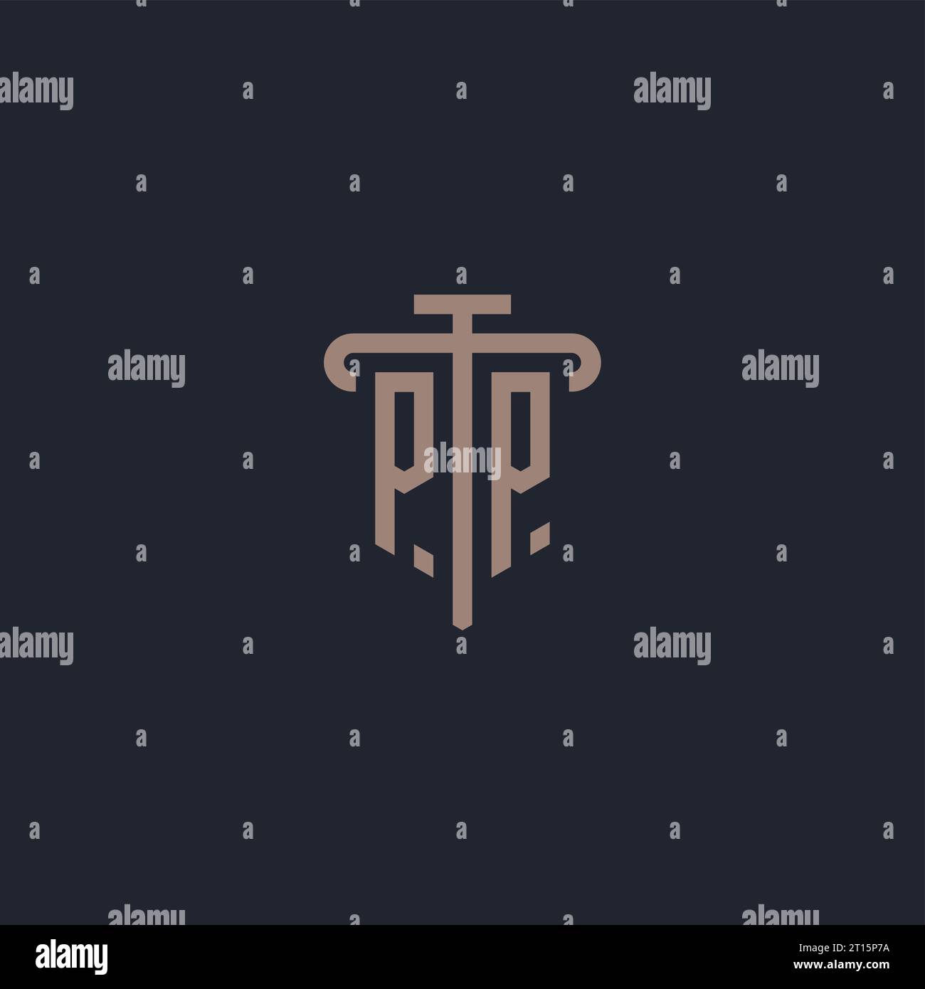 Monogramme initial de logo PP avec vecteur de conception d'icône de pilier Illustration de Vecteur