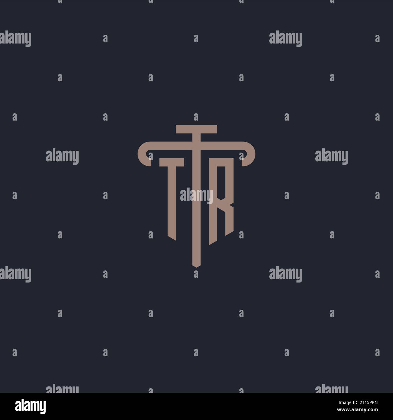 Monogramme initial de logo TR avec vecteur de conception d'icône de pilier Illustration de Vecteur