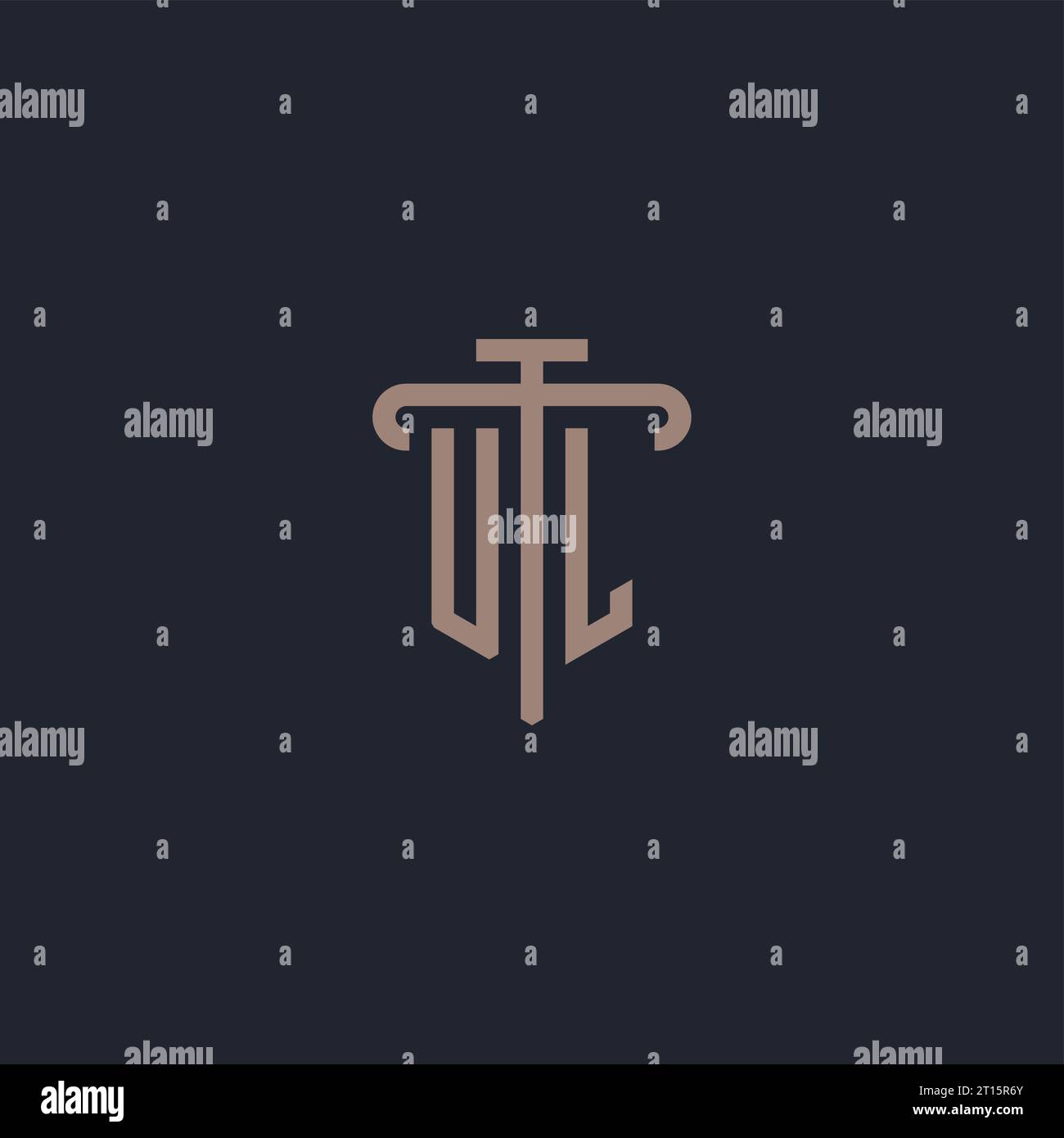 Monogramme initial de logo UL avec vecteur de conception d'icône de pilier Illustration de Vecteur