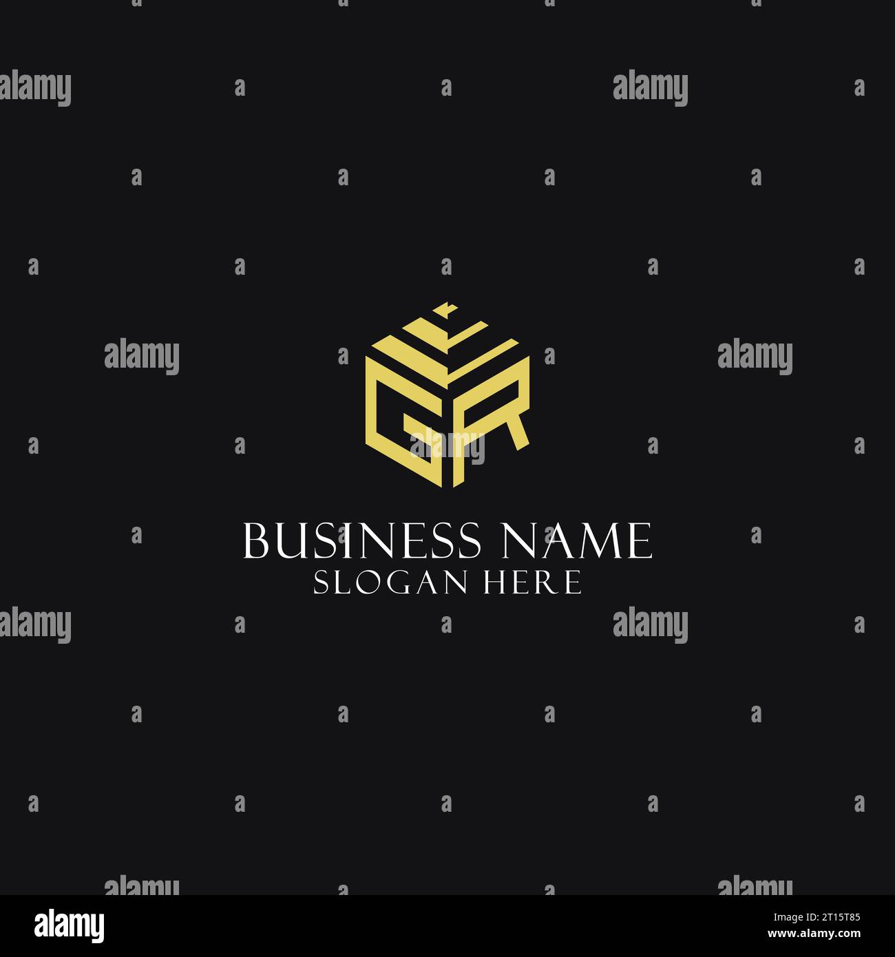 Monogramme initial GR avec logo en forme d'hexagone, inspiration de conception de logo géométrique créatif Illustration de Vecteur