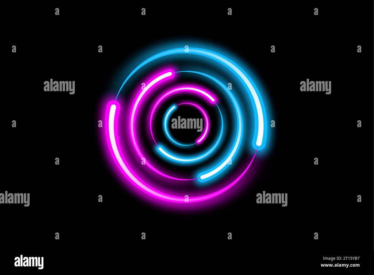 Cercles dynamiques effet néon Sci-Fi futuriste Abstract dégradé Bleu Violet Rose Neon Glowing Circle tubes de forme ronde. Modèle de conception de logo. Vecteur Illustration de Vecteur