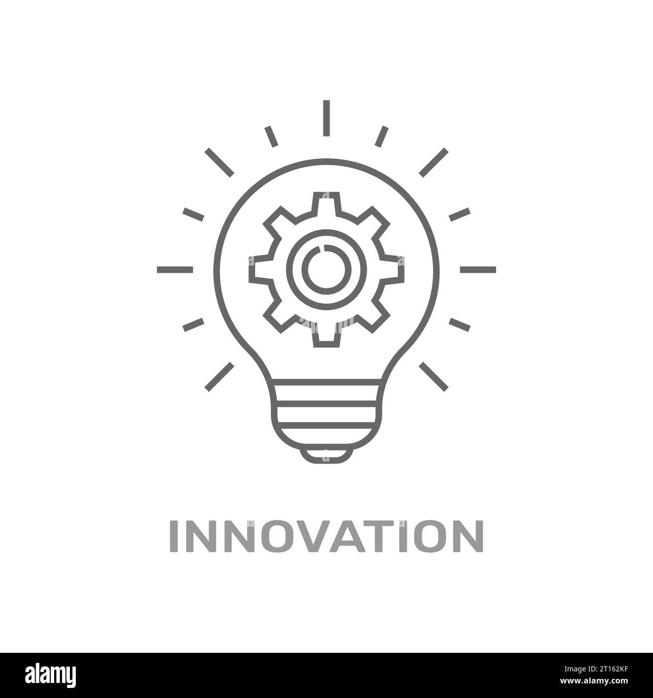 L'innovation vecteur icône. L'intérieur de l'ampoule et cog. L'élément de conception graphique de haute qualité. Signe moderne linéaire, pictogramme, contours, symbole fine simple Illustration de Vecteur