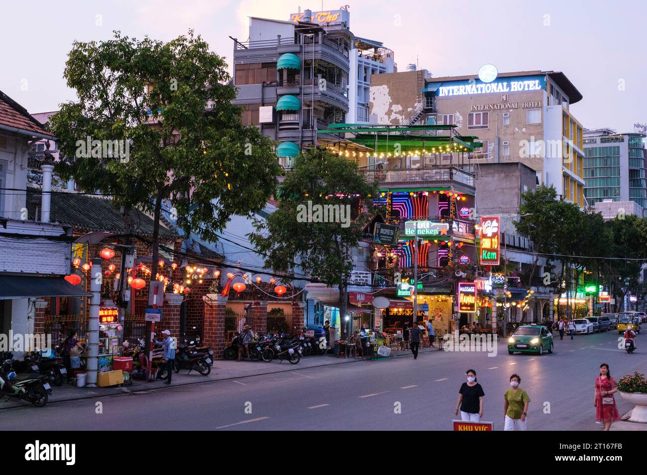 Rue Hai Ba Trung, CAN Tho, Vietnam. Banque D'Images