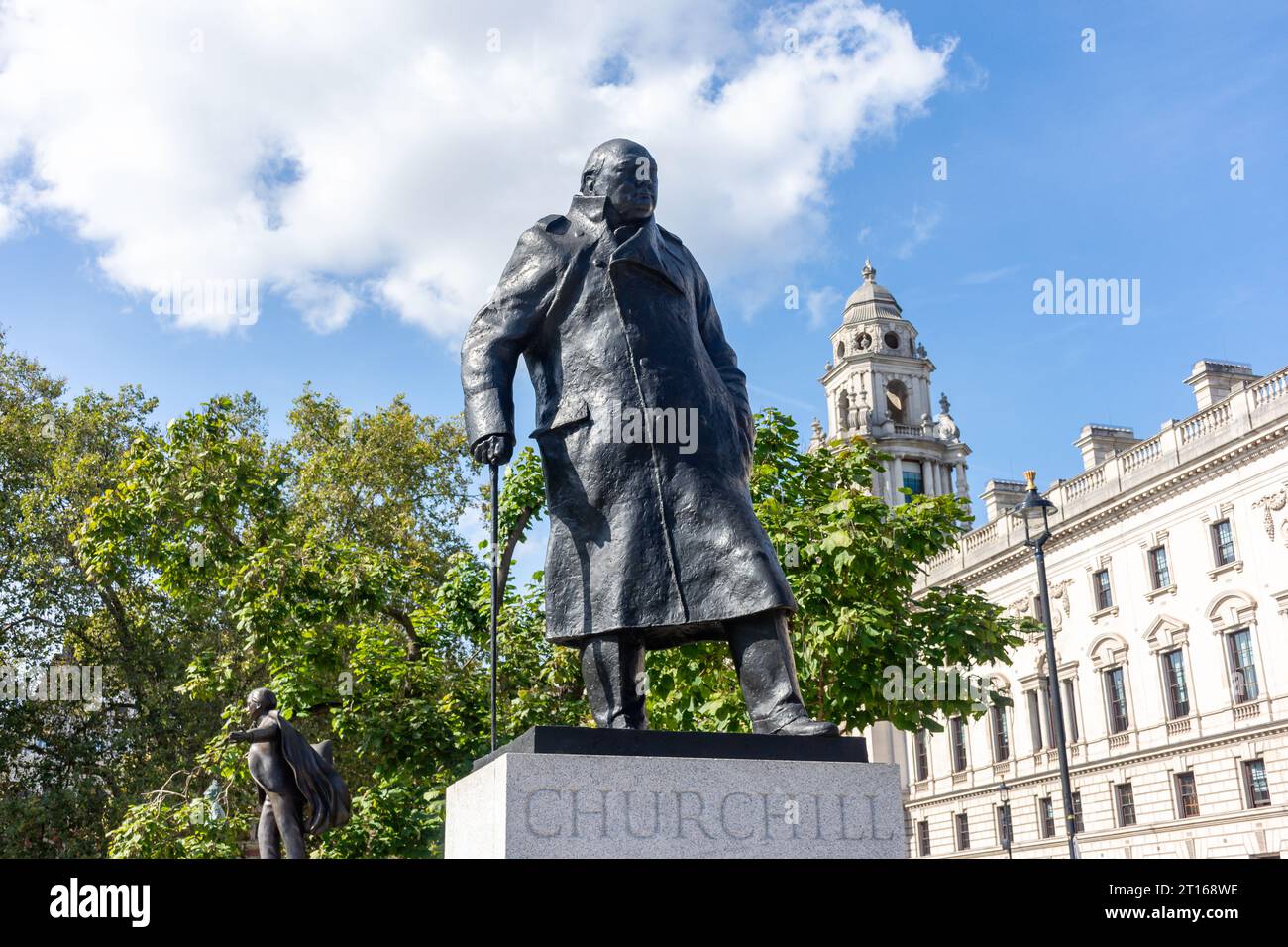 Statue de Winston Churchill sur Parliament Square, Cité de Westminster, Grand Londres, Angleterre, Royaume-Uni Banque D'Images