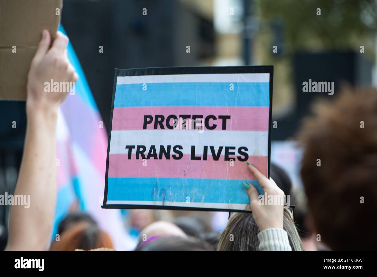 Londres, Royaume-Uni. 11 octobre 2023. Les gens ont participé à la Trans Pride 2023, où des militants, des partisans LGBTQ et des alliés ont protesté pour les droits des trans. Photographié par crédit : Michael Tubi/Alamy Live News Banque D'Images