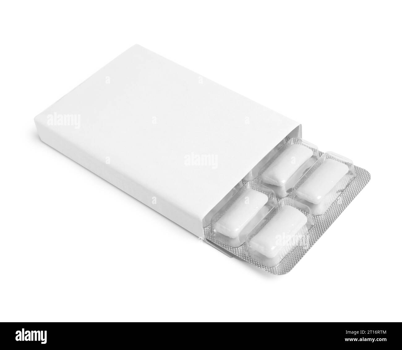 Pack avec chewing-gums isolé sur blanc Banque D'Images