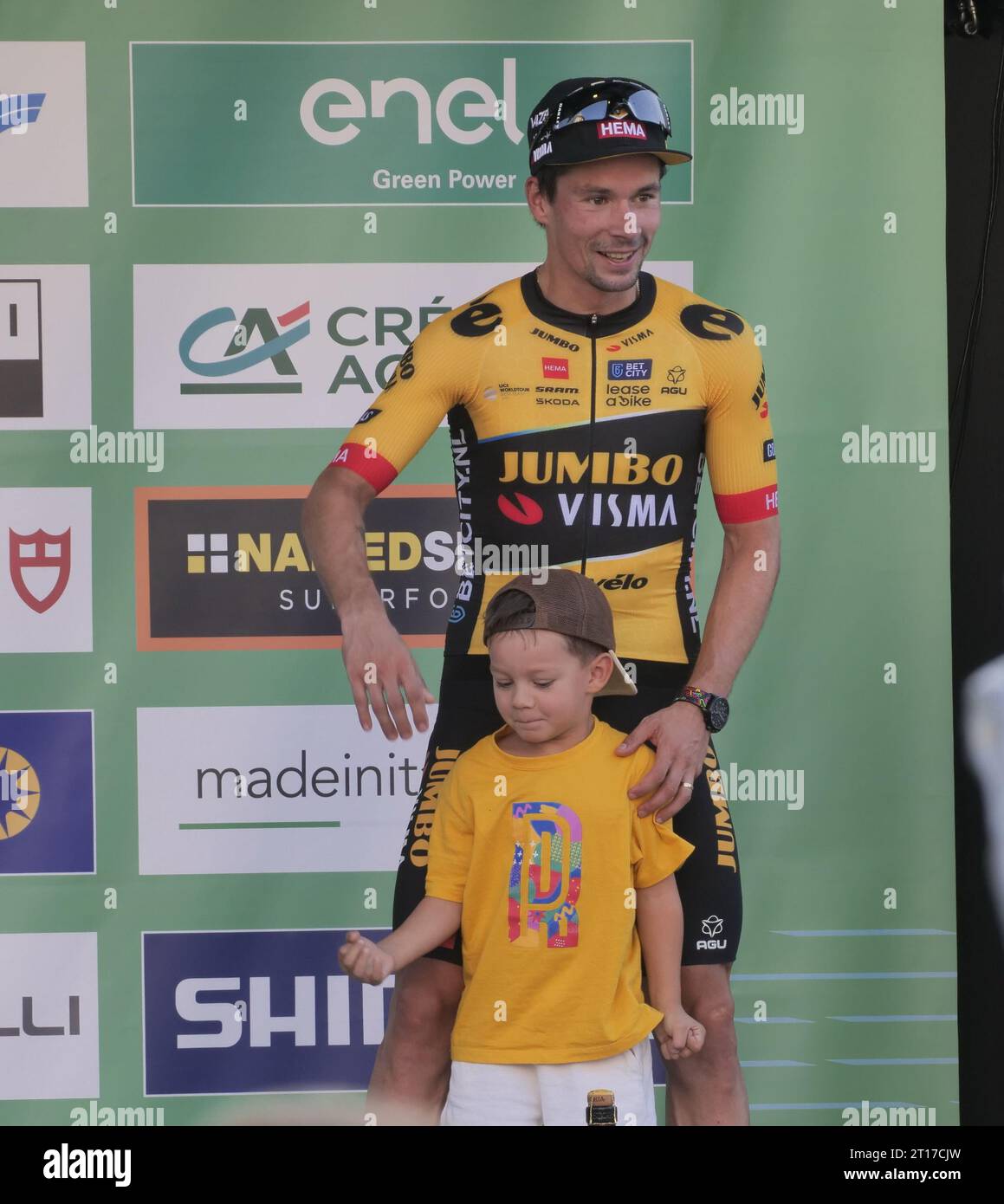 Primoz Roglic après le tour de Lombardie, la dernière grande course cycliste classique de la saison de Côme à Bergame Banque D'Images