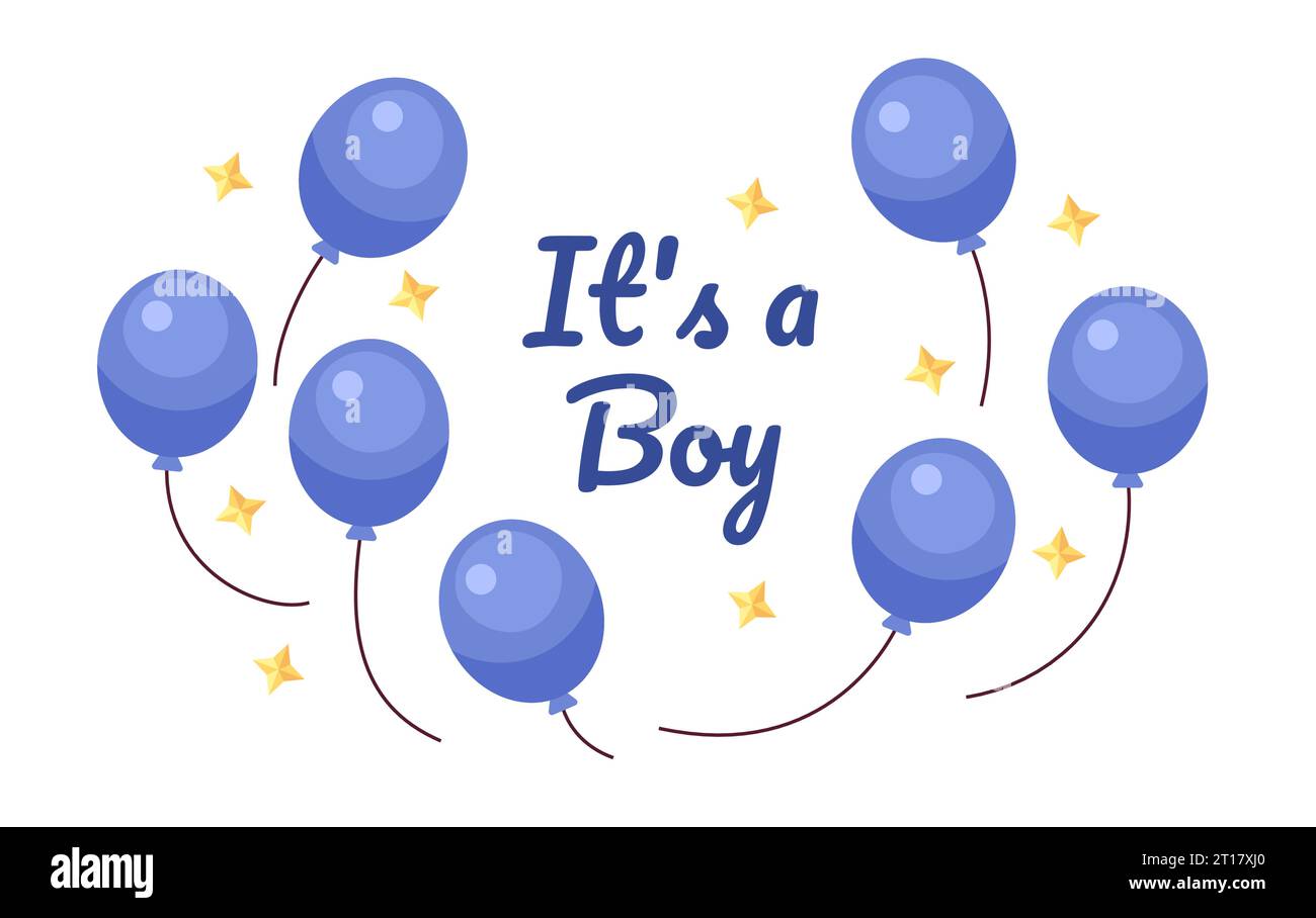 Son genre garçon révèle ballons ecard conception de carte de voeux Illustration de Vecteur