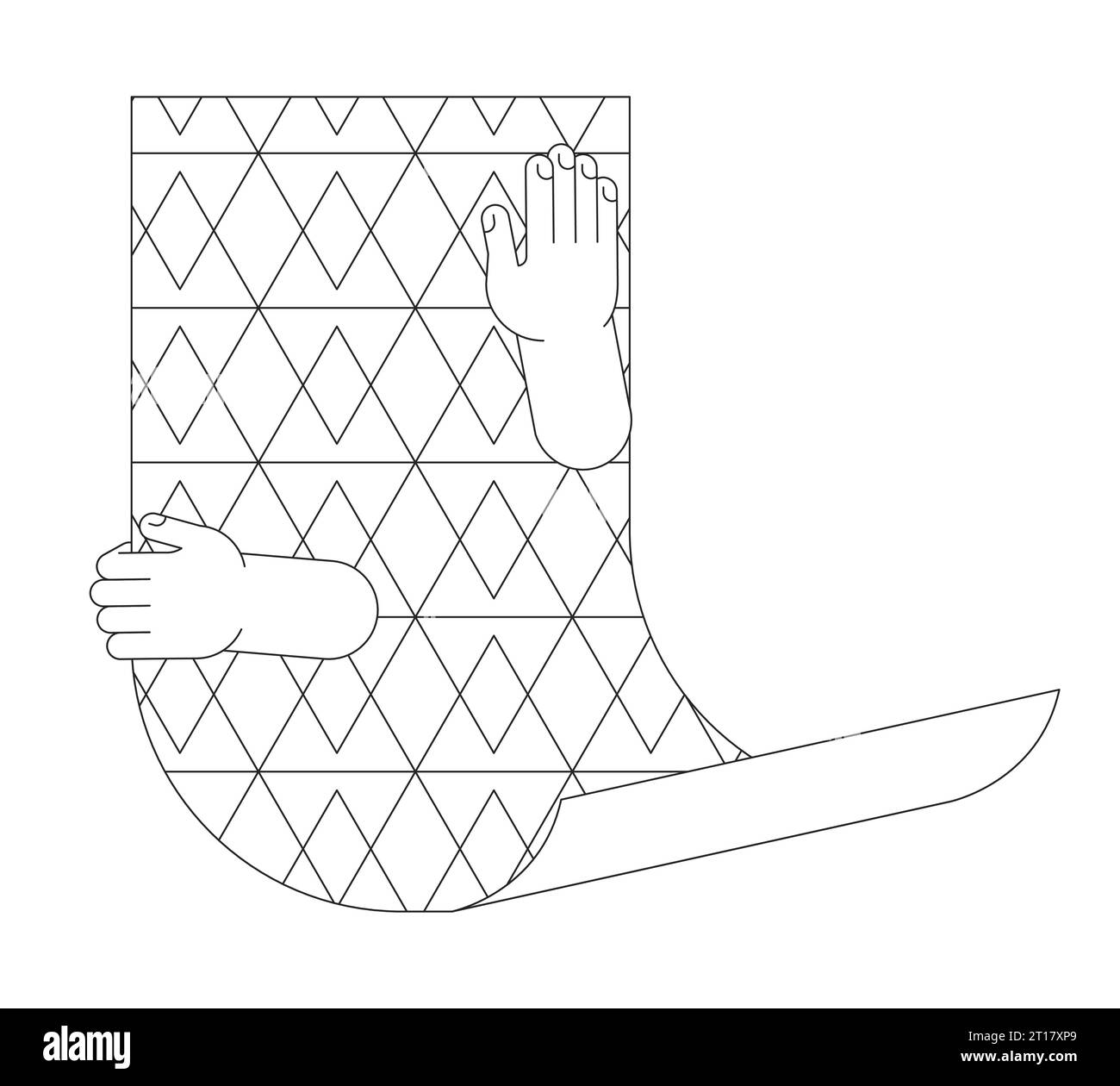 Mains appliquant le papier peint dessin animé mains humaines illustration de contour Illustration de Vecteur