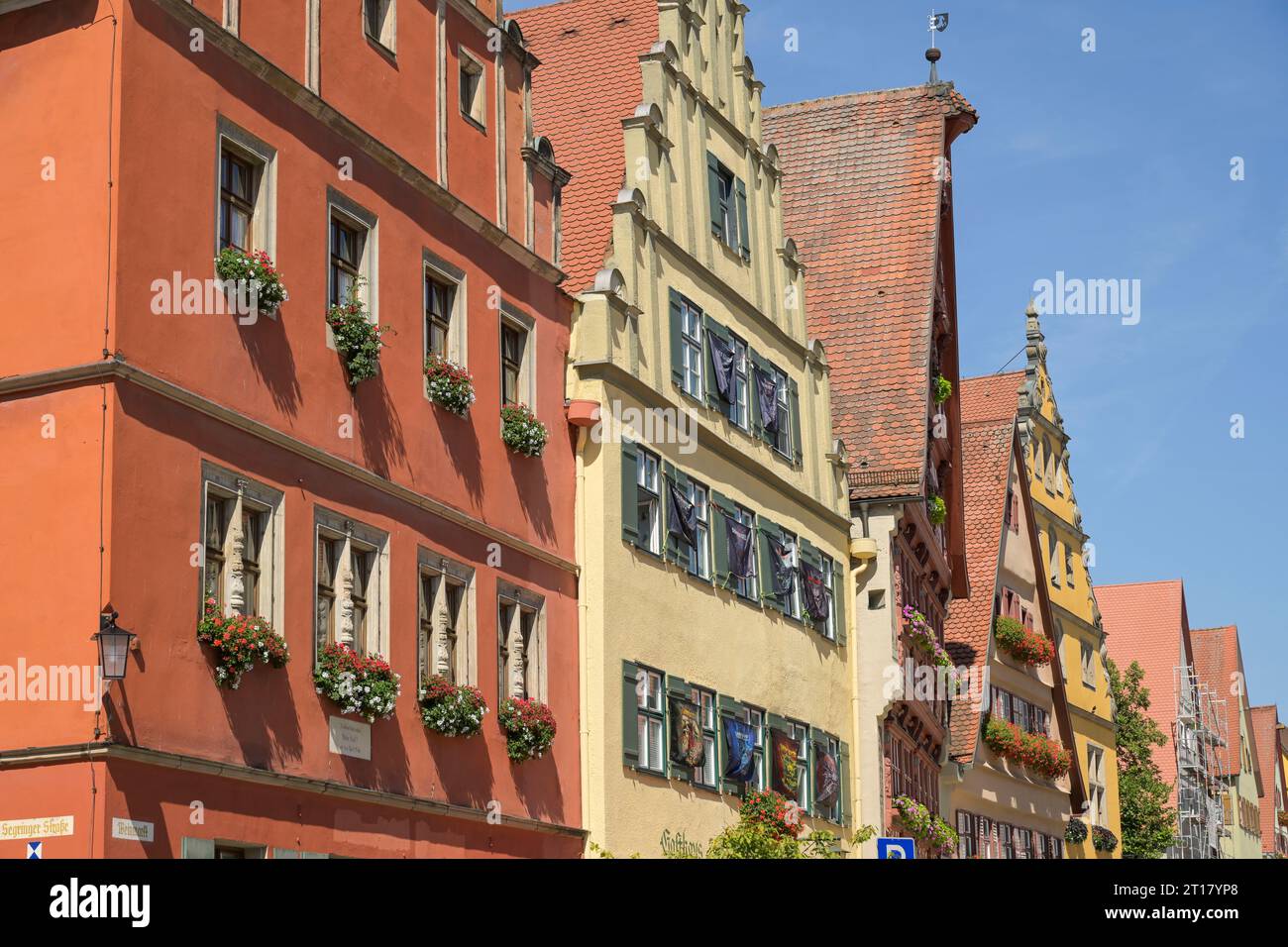 Altbauten, Marktplatz, Weinmarkt, Altstadt, Dinkelsbühl, Franken, Bayern, Deutschland Banque D'Images