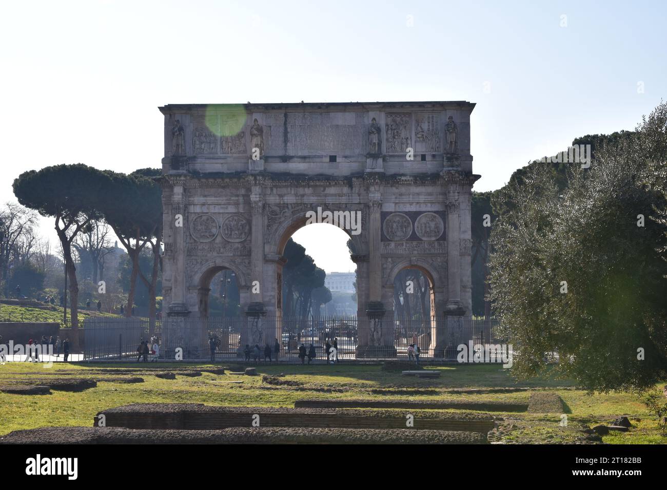 Rome vieille ville Collomuseum, Arc de constantine, forum Romanum touristique Banque D'Images