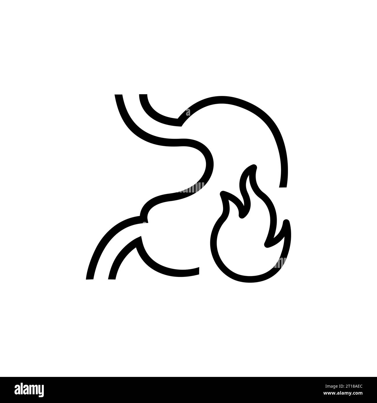 Feu dans l'icône de l'estomac humain Illustration de Vecteur