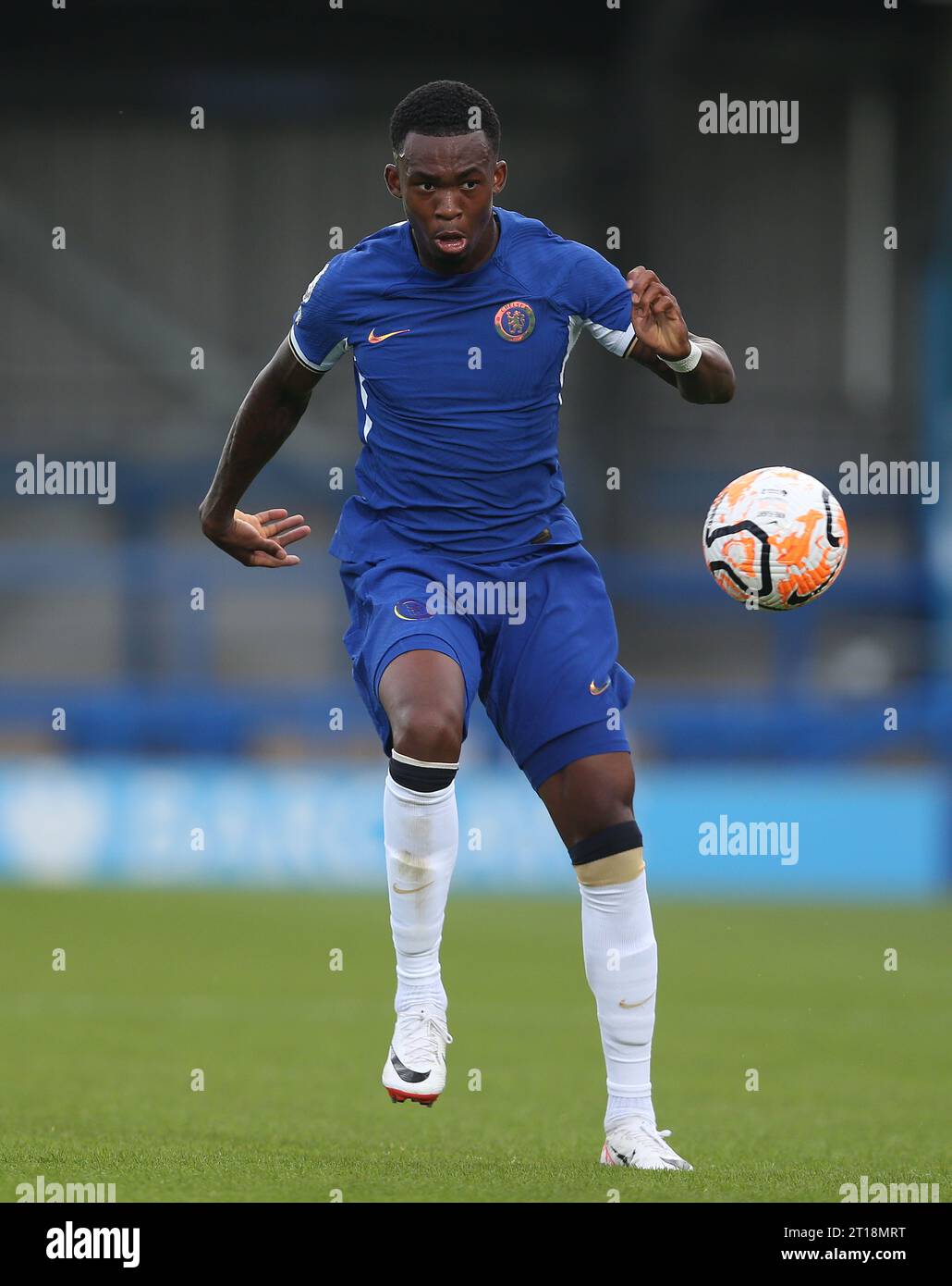 Zak Sturge de Chelsea U21. - Chelsea U21 contre Blackburn Rovers U21, Premier League 2, The Cherry Red Records Stadium, Kingston upon Thames, Londres, Royaume-Uni - 11 août 2023. Usage éditorial uniquement - des restrictions DataCo s'appliquent Banque D'Images