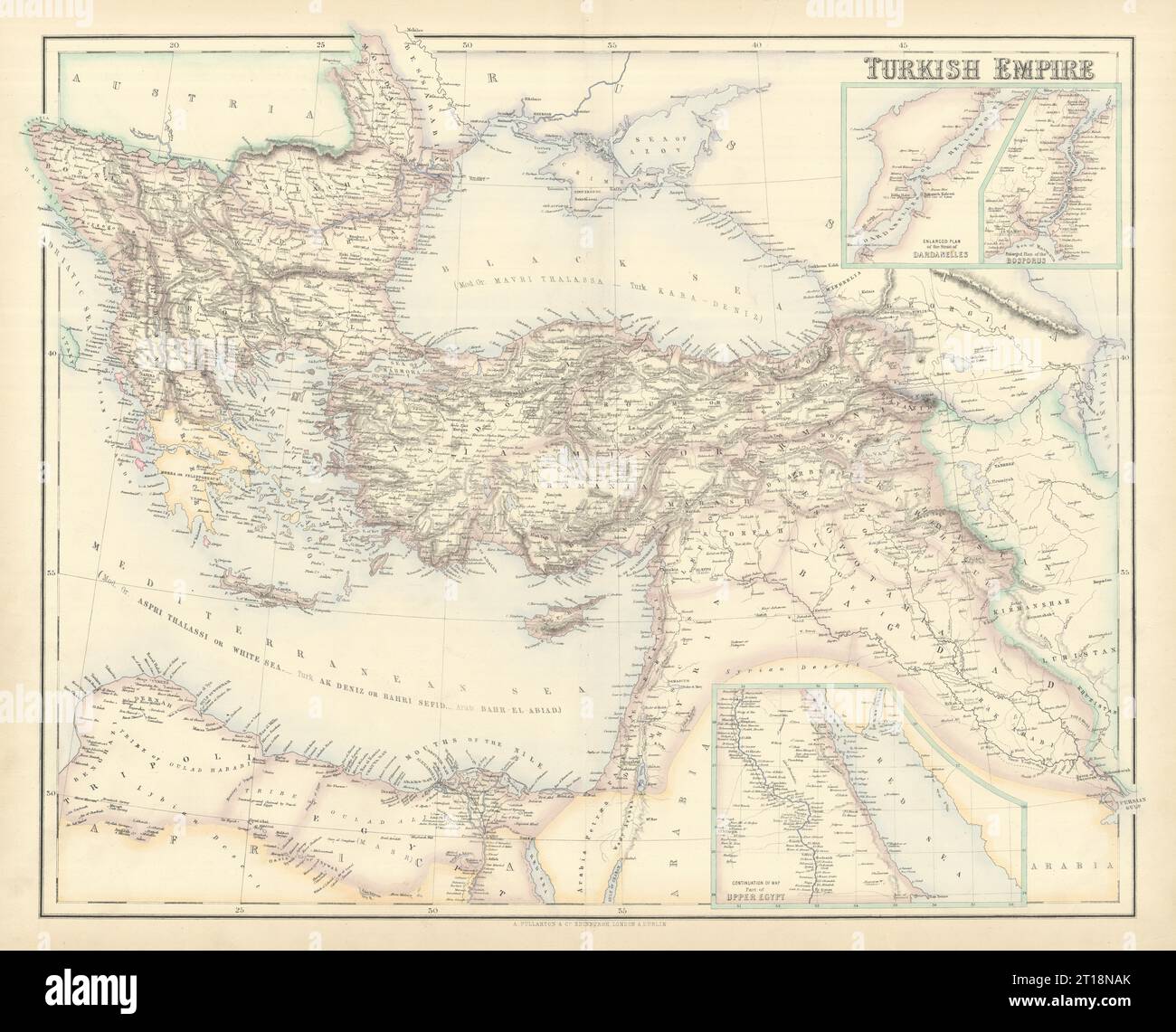 Empire turc. Turquie Balkans Levant. Dardanelles et Bosphore SWANSTON 1860 carte Banque D'Images
