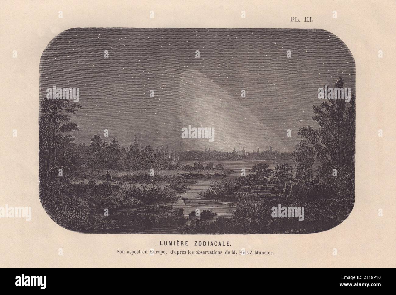 ASTRONOMIE. Lumière zodiacale en Europe. Aurora borealis 1866 ancienne impression antique Banque D'Images