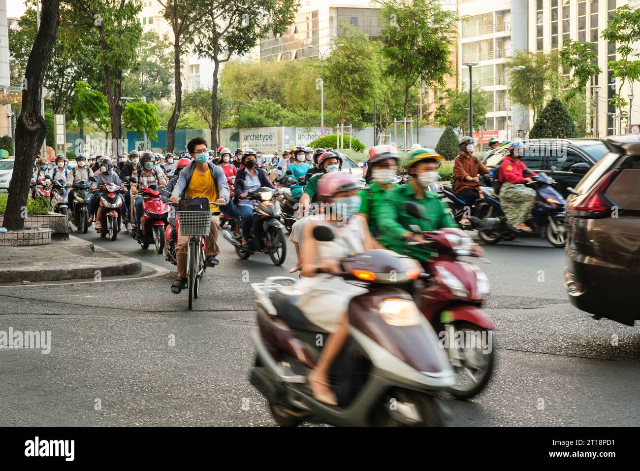 Vietnam, Ho Chi Minh Motorcycle Traffic. Banque D'Images