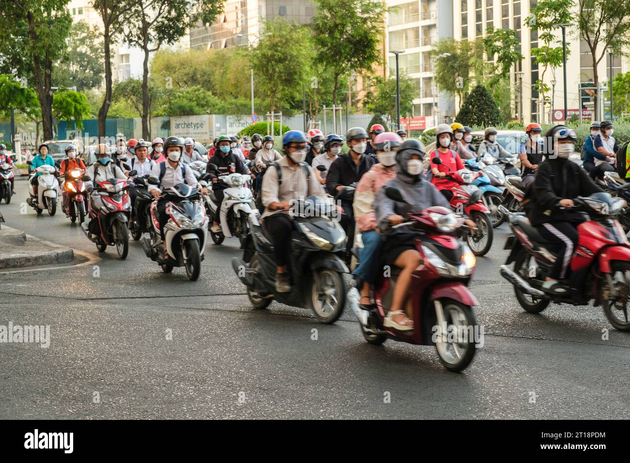 Vietnam, Ho Chi Minh Motorcycle Traffic. Banque D'Images