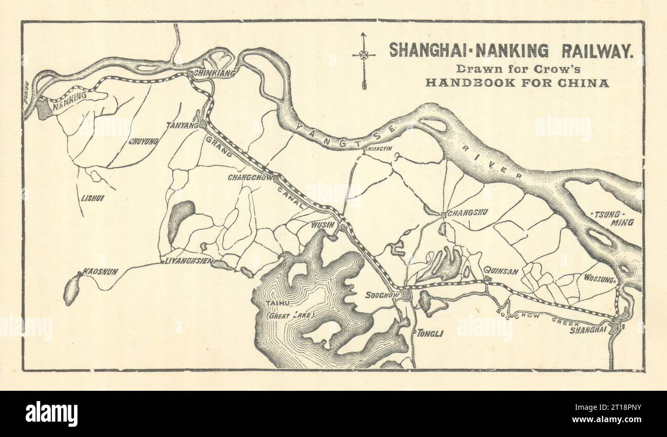 Shanghai - Nanking Railway, de Carl Crow's Handbook for China 1921 vieille carte Banque D'Images