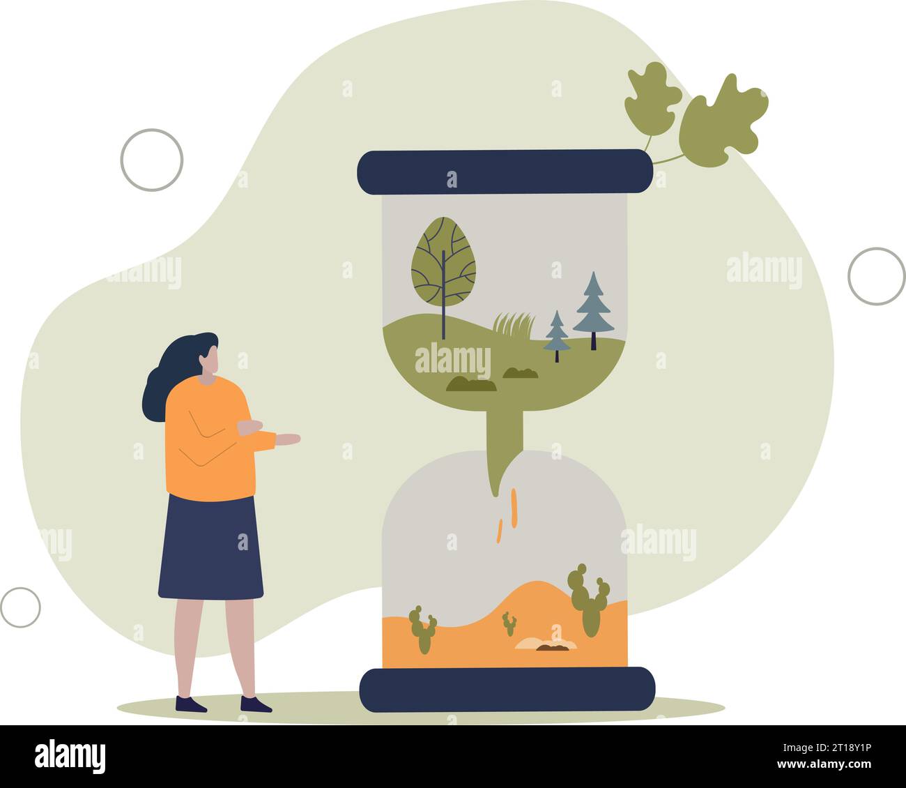 Changement climatique et sécheresse dévastatrice due à la déforestation.le réchauffement climatique modifie l'environnement et risque de destruction future des sols. Illustration de Vecteur