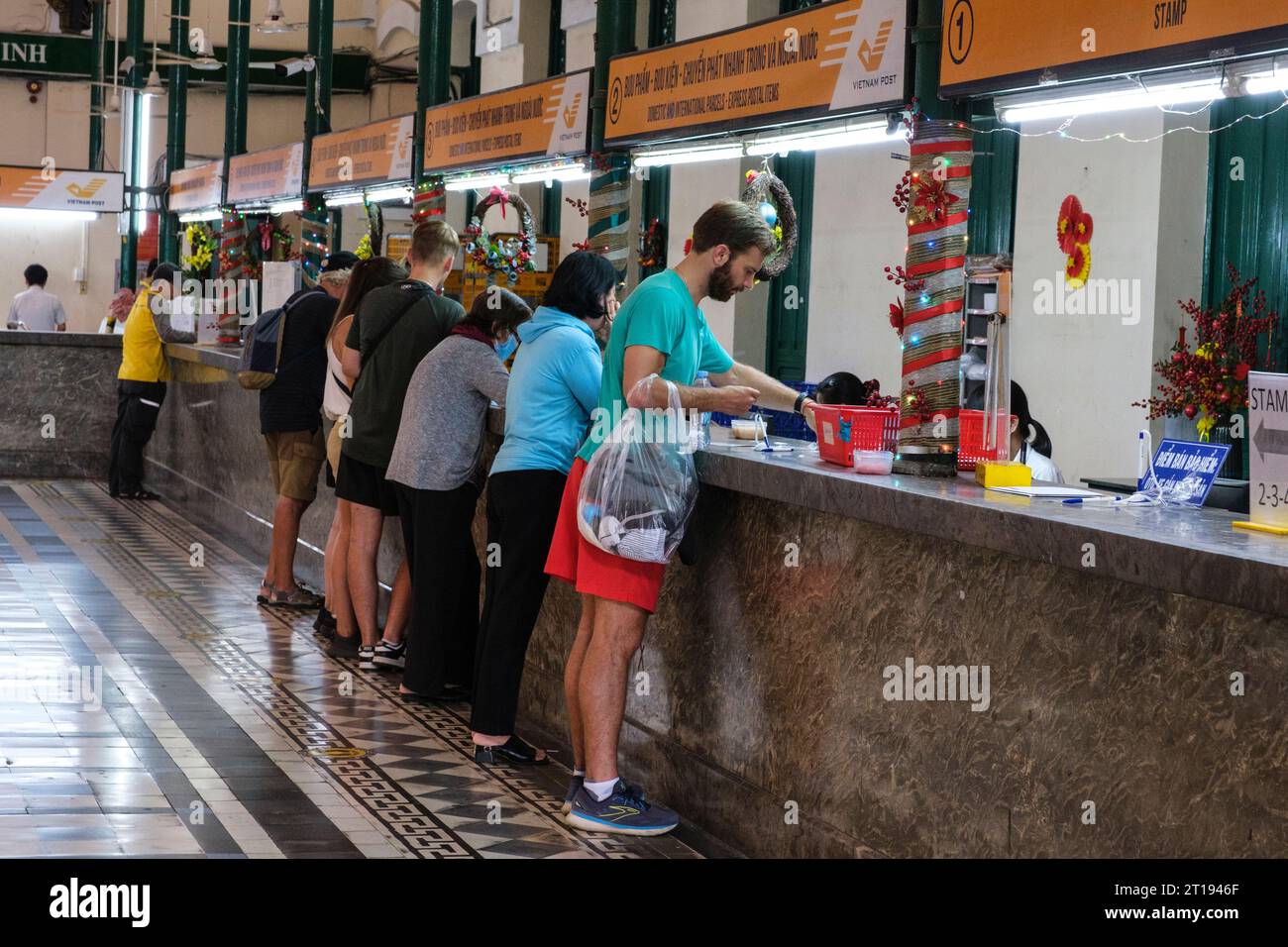 Ho Chi Minh, Vietnam. Bureau de poste de l'ère coloniale française. Banque D'Images