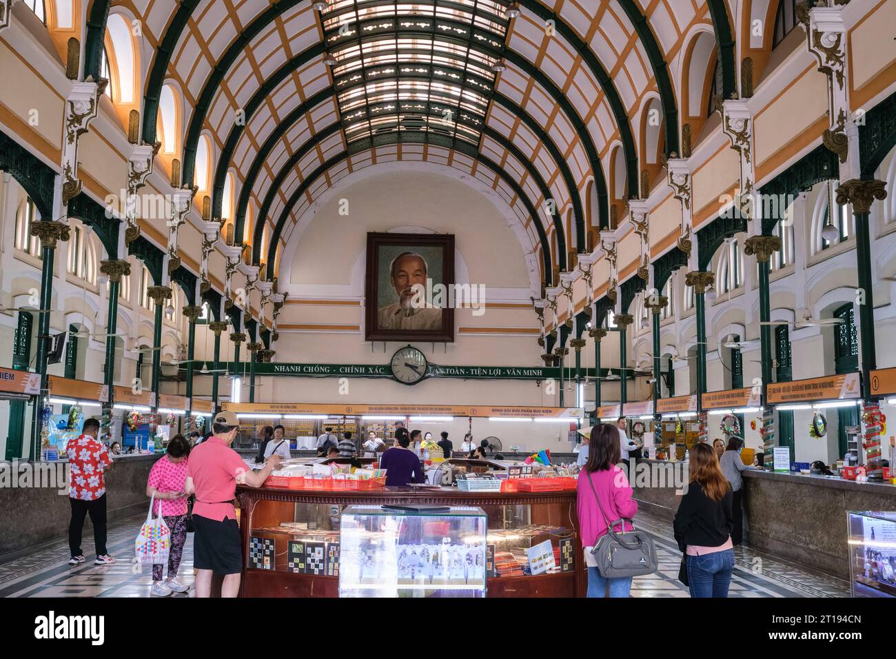 Ho Chi Minh, Vietnam. Bureau de poste de l'ère coloniale française. Banque D'Images