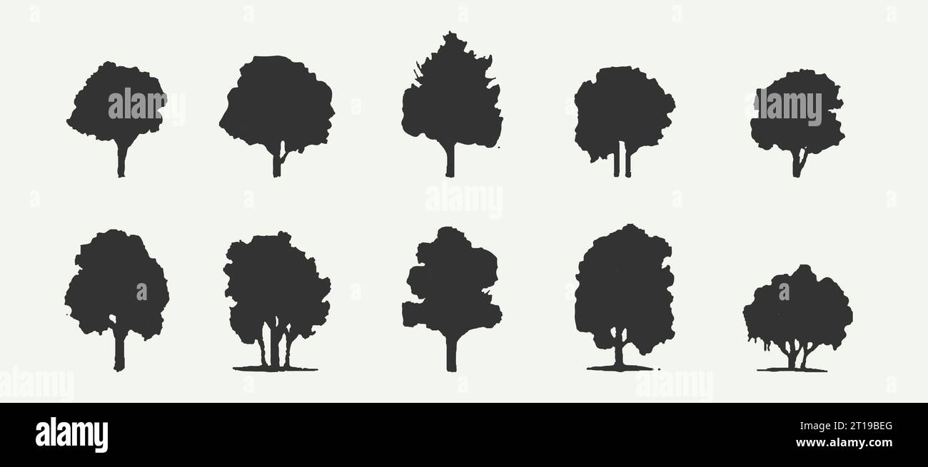 Ensemble de silhouettes noires arbre isolé sur fond blanc, illustration vectorielle Illustration de Vecteur Ensemble de silhouettes noires arbre isolé sur fond blanc, illustration vectorielle Illustration de Vecteur