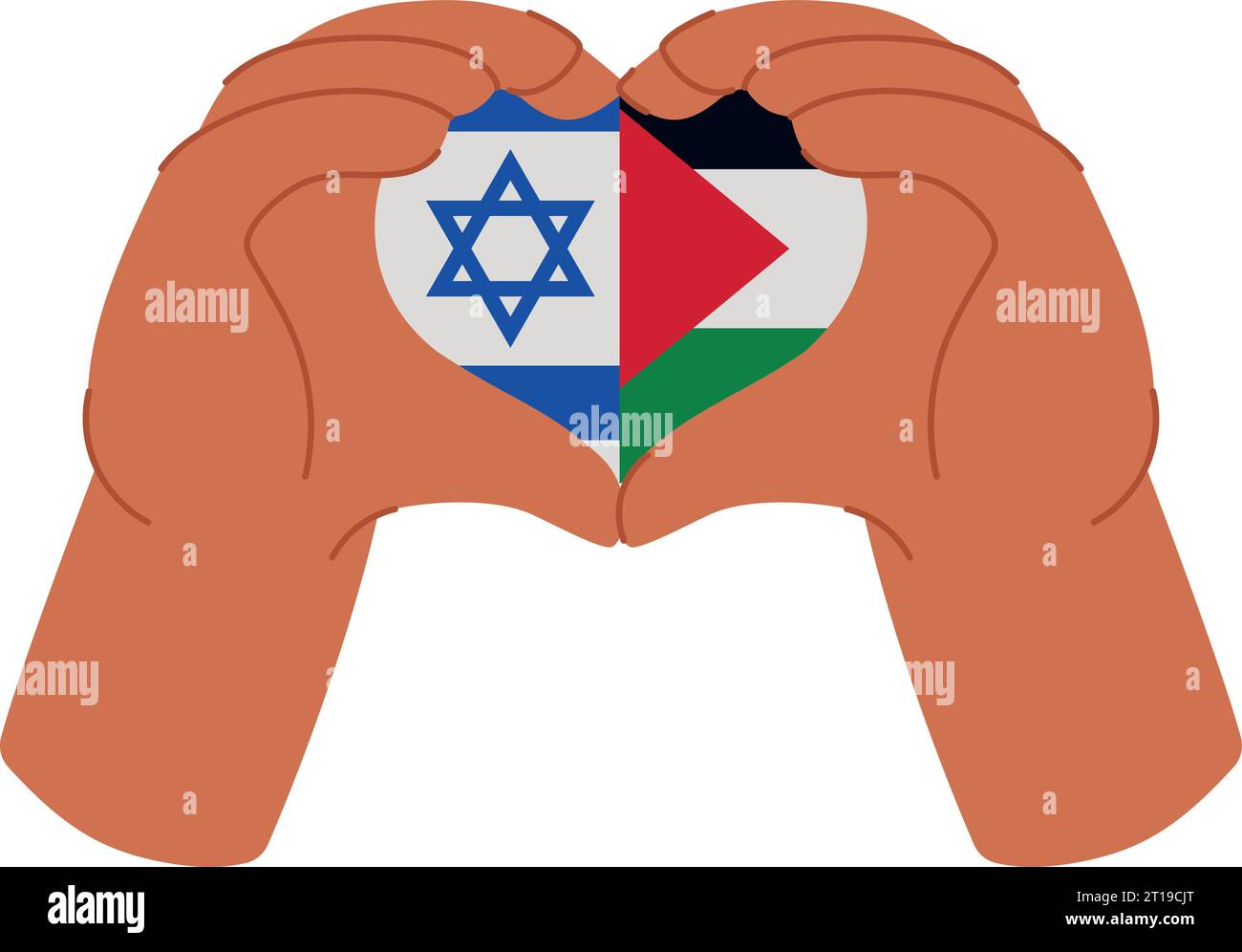les mains israéliennes et palestiniennes forment le cœur Illustration de Vecteur