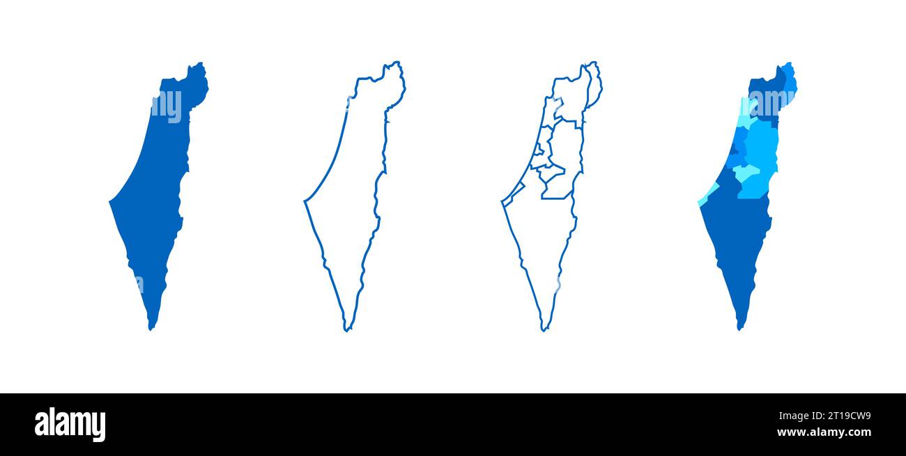 Ensemble de cartes Israël. Pays sur le Moyen-Orient. Illustration vectorielle plate isolée Illustration de Vecteur