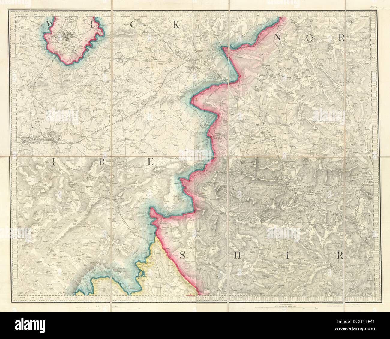 OS #53 Northamptonshire Uplands, Dunsmore & Feldon. Warwick Coventry 1834 carte Banque D'Images