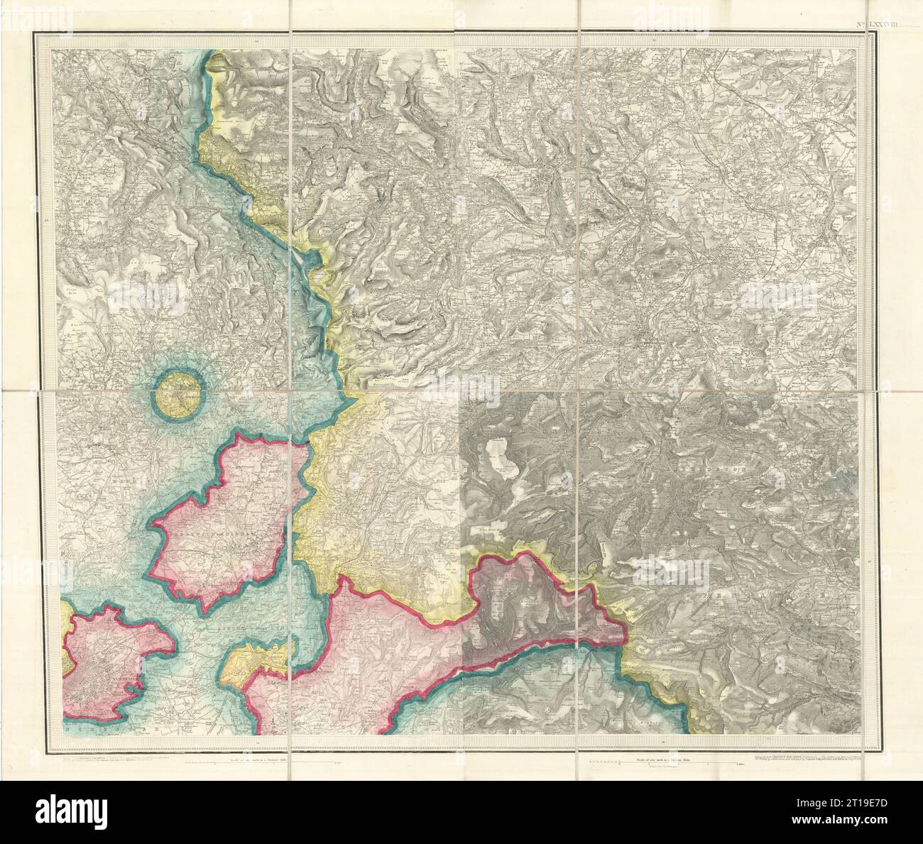 OS #88 Manchester & Southern Pennines. Rochdale Halifax Huddersfield 1843 carte Banque D'Images
