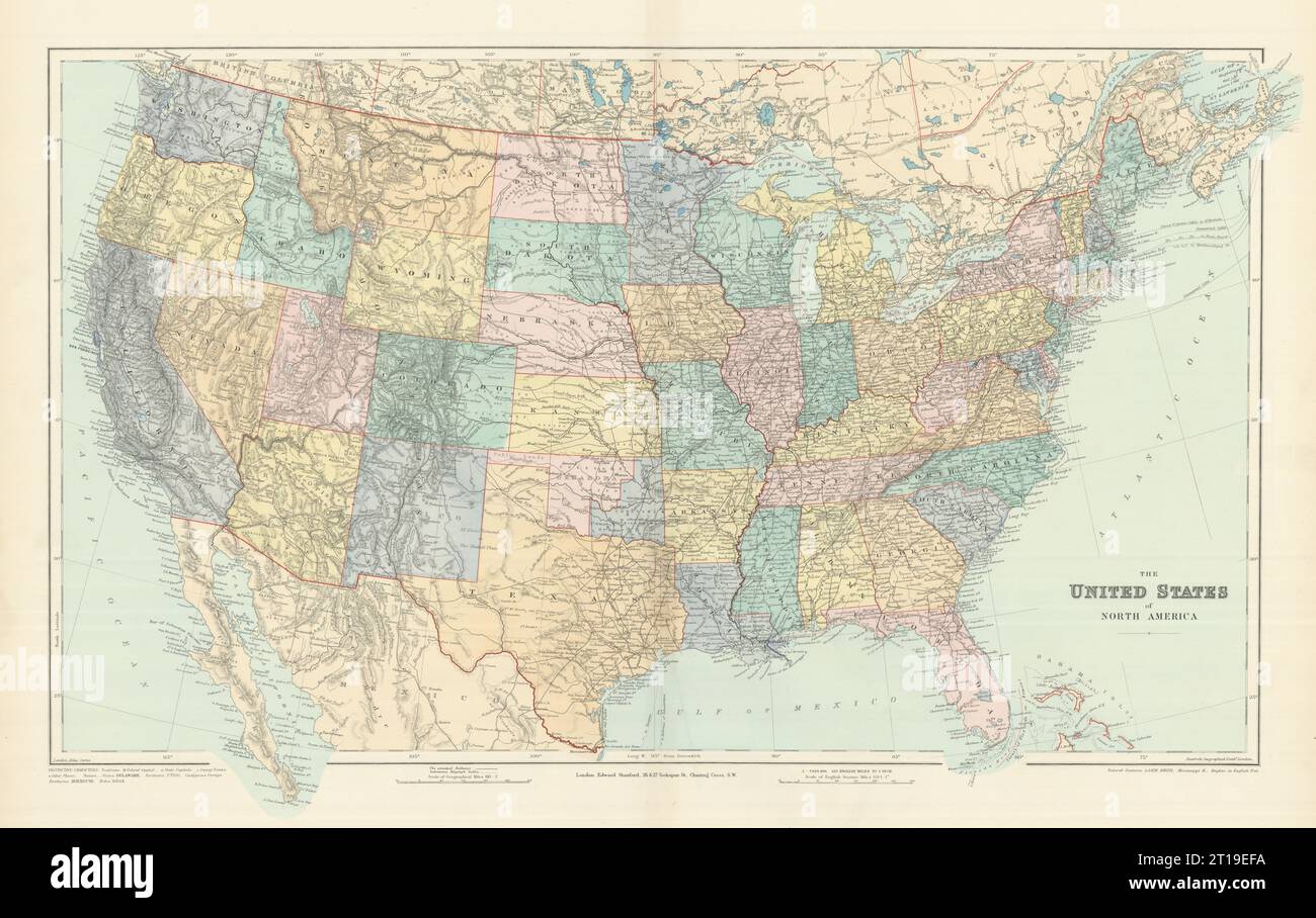 États-Unis d'Amérique. Dakota du Nord nommé État de Lincoln. STANFORD 1894 carte Banque D'Images