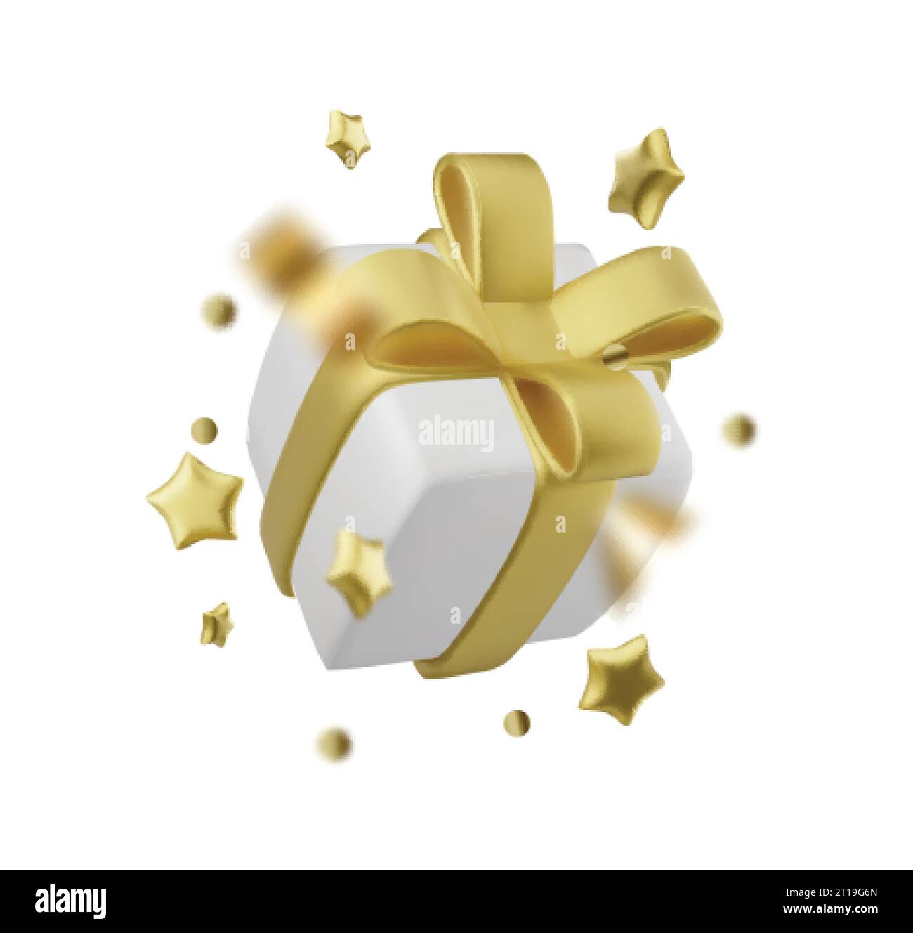 Coffret cadeau isolé sur blanc. boîtes cadeaux blanches 3d avec ruban doré et noeud. Concept de célébration d'anniversaire. Illustration vectorielle. Illustration de Vecteur