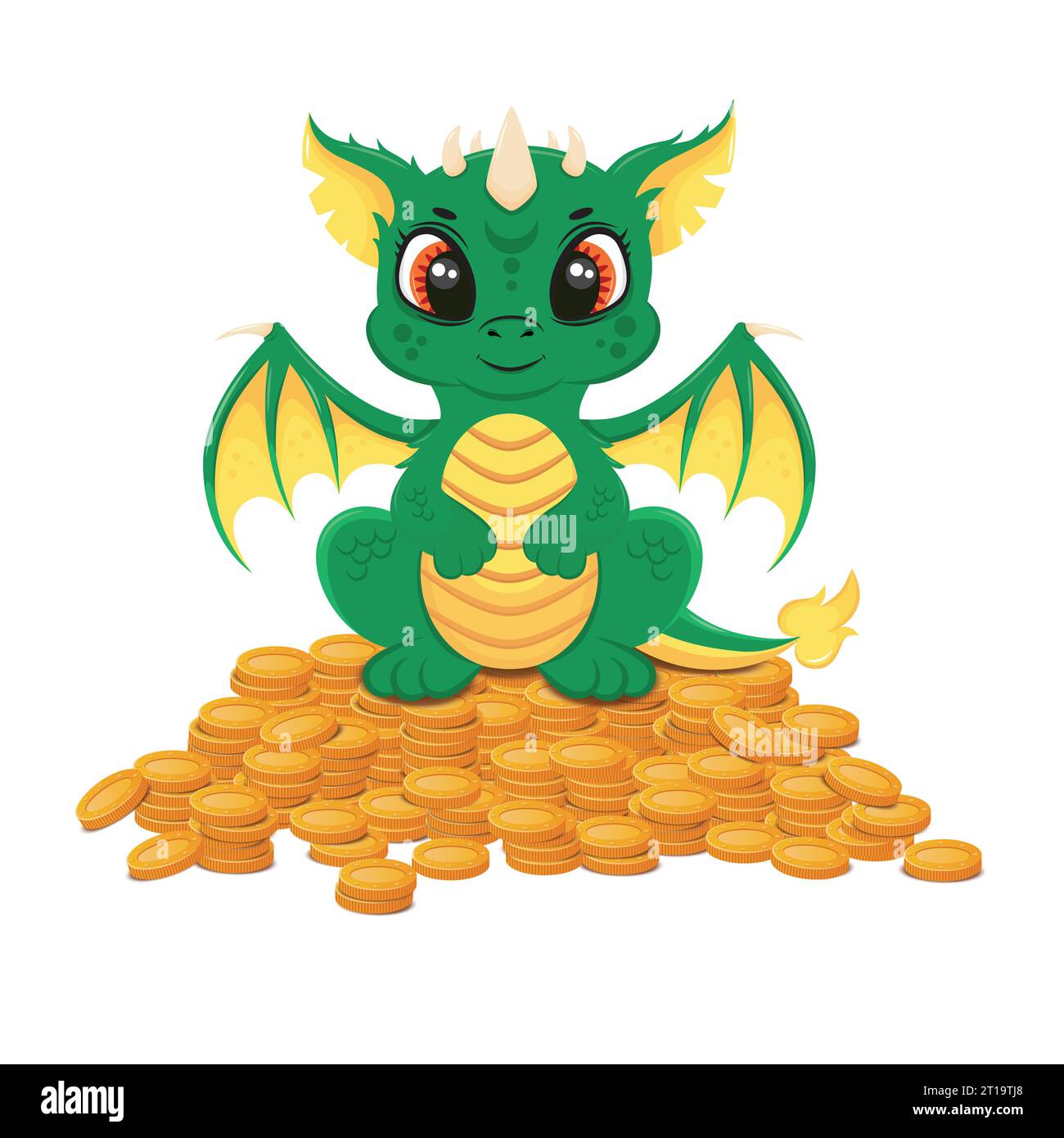 Dessin vectoriel d'un dragon vert mignon Illustration de Vecteur