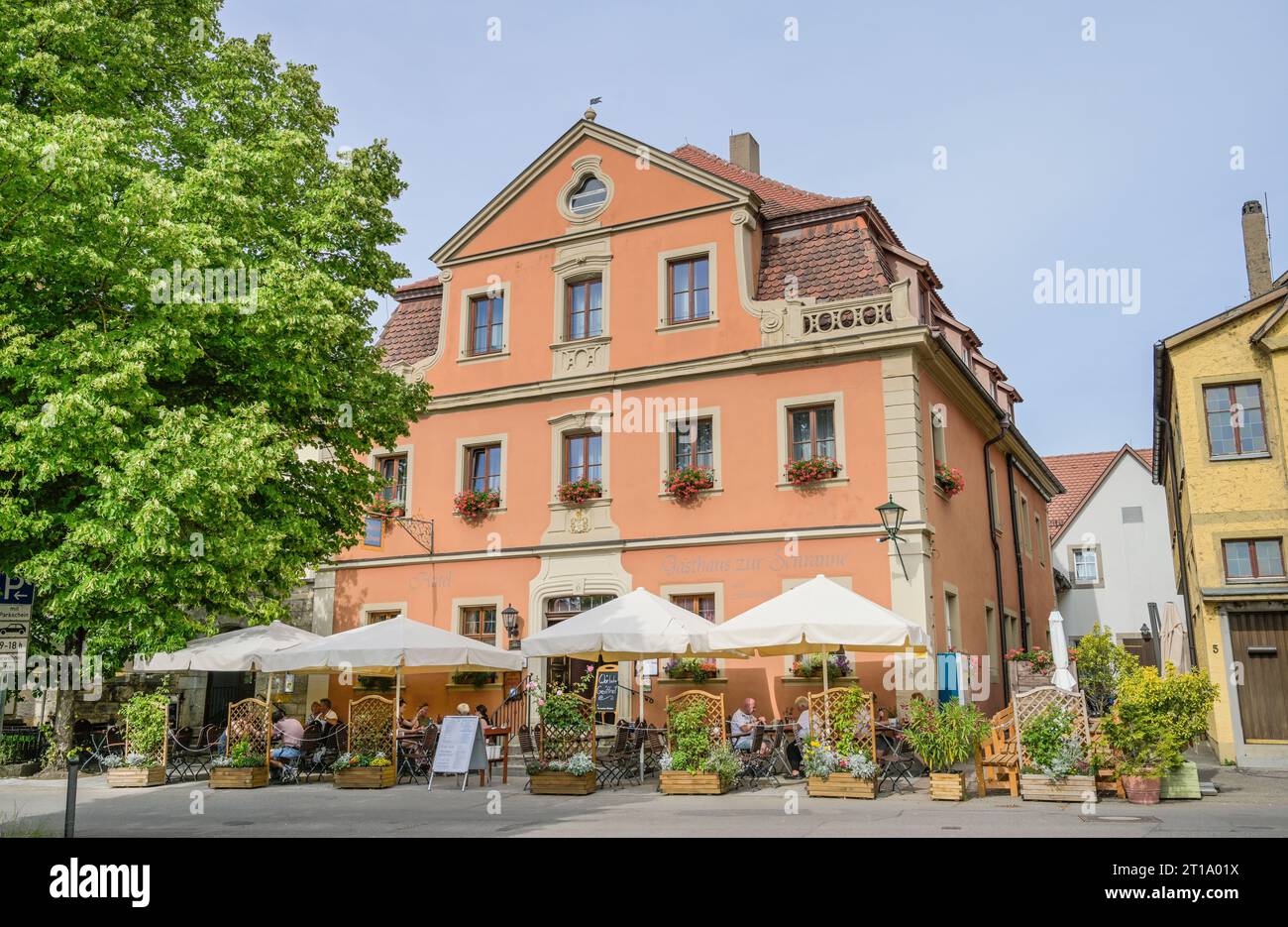 Restaurant Gasthaus zur Schranne, Schrannenplatz, Altstadt, Rothenburg ob der Tauber, Bayern, Allemagne Banque D'Images