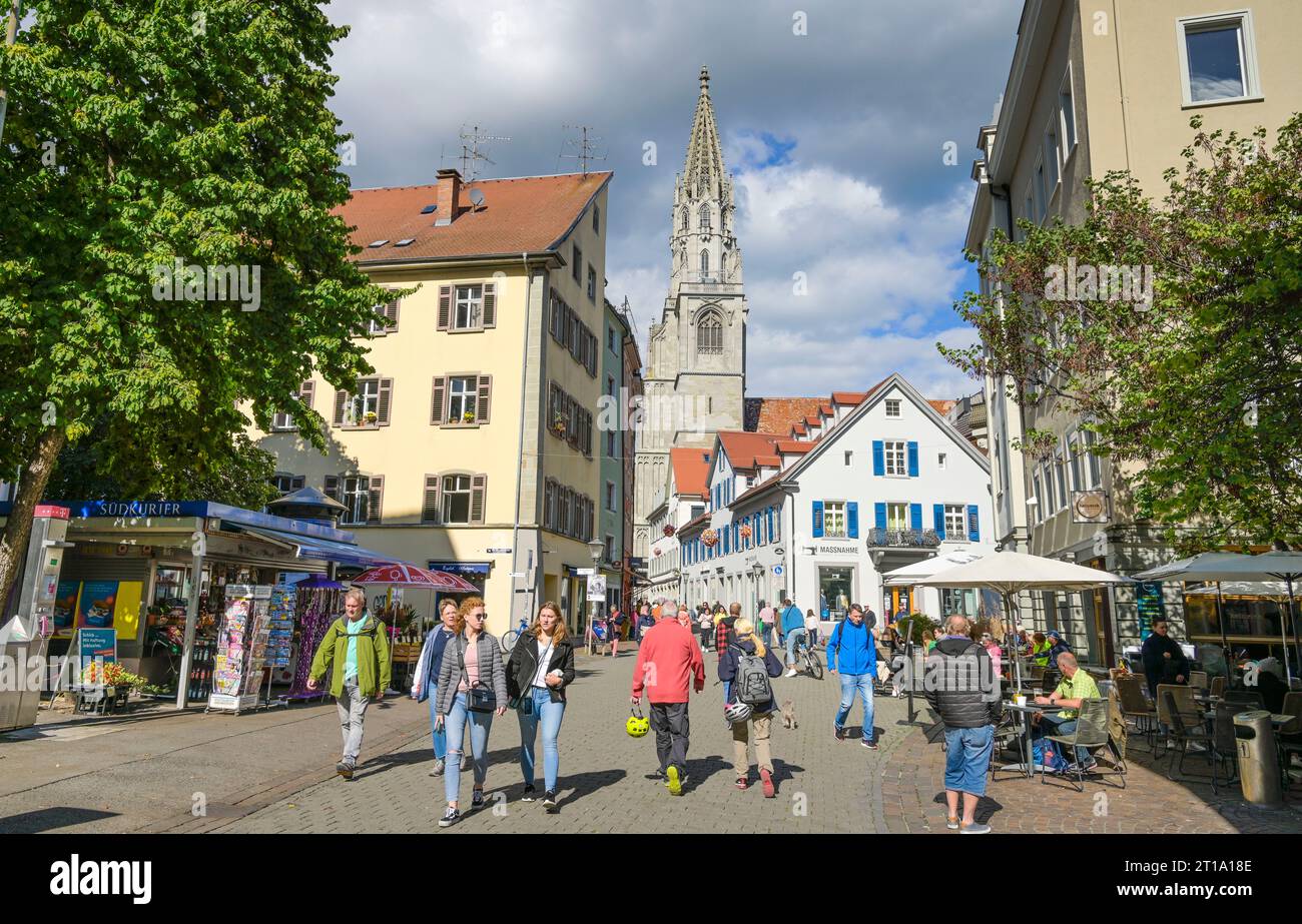 Einkaufsstraße, Fußgängerzone, Wessenbergstraße, Altstadt, Münster Unserer Lieben Frau, Konstanz, Bade-Wurtemberg, Allemagne Banque D'Images