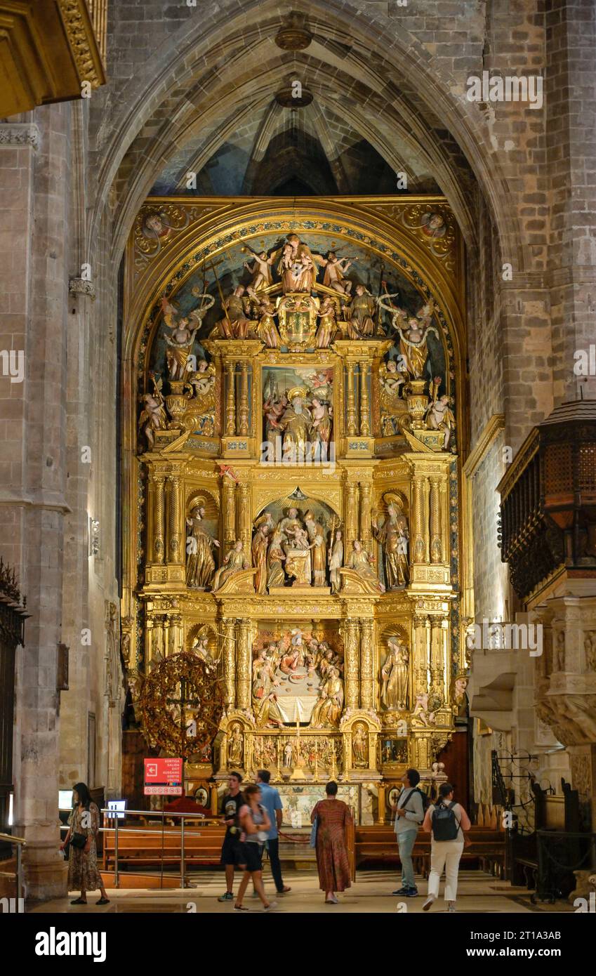 Retabel in der Corpus-Christi-Kapelle, Kathedrale, Catedral de Palma de Mallorca, Palma, Majorque, Espagnol Banque D'Images