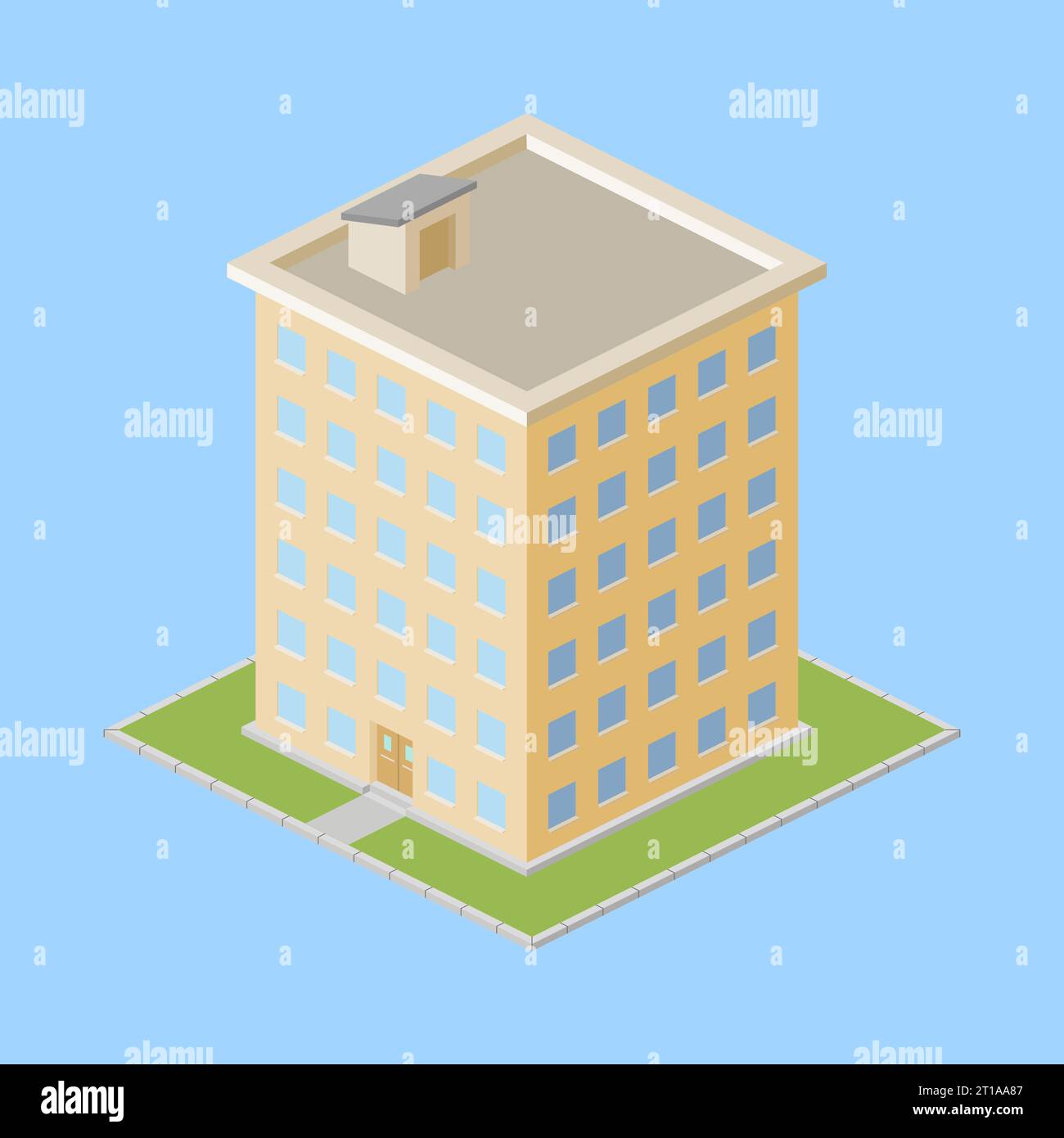 Bâtiment isométrique à plusieurs étages, illustration vectorielle. Illustration de Vecteur