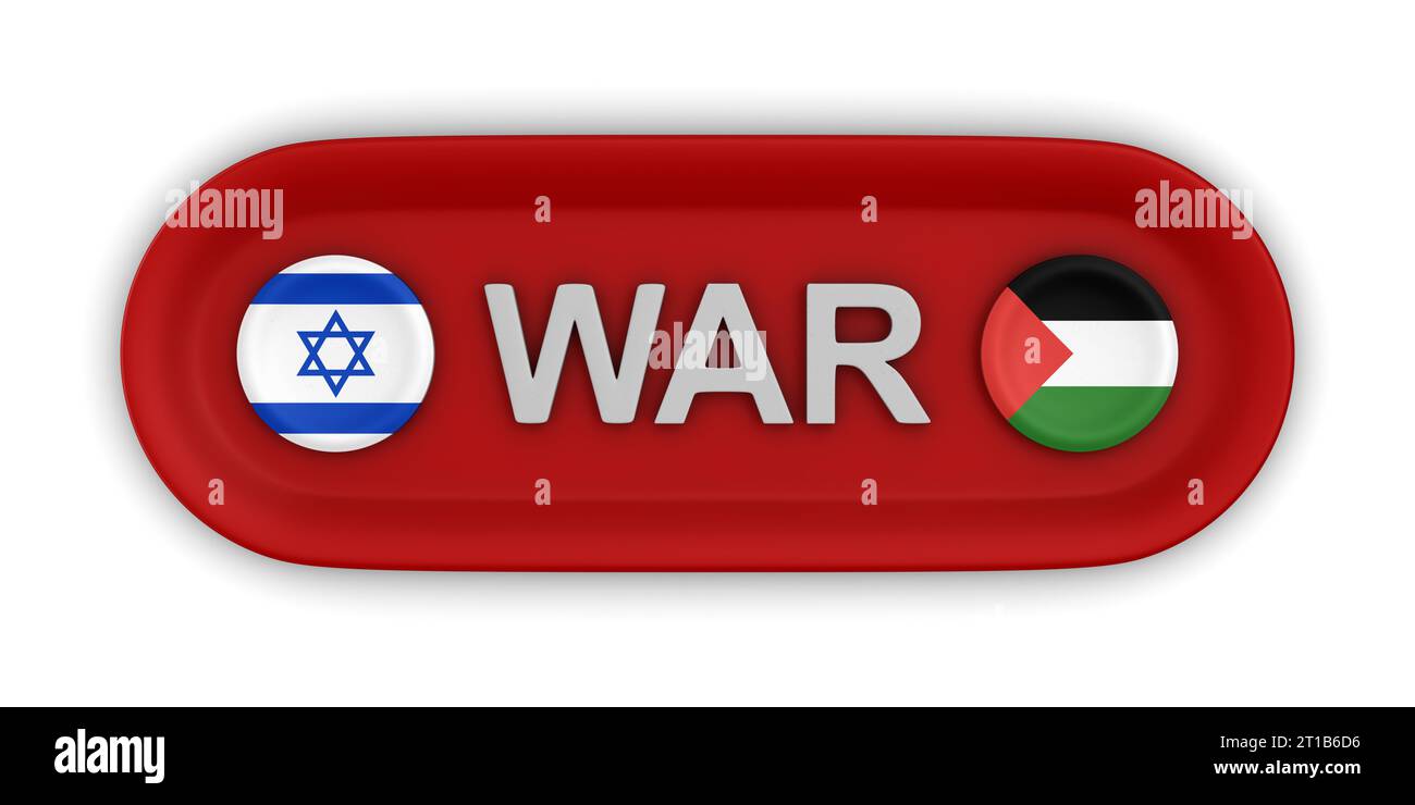 Guerre entre la Palestine et Israël. Illustration 3D isolée Banque D'Images
