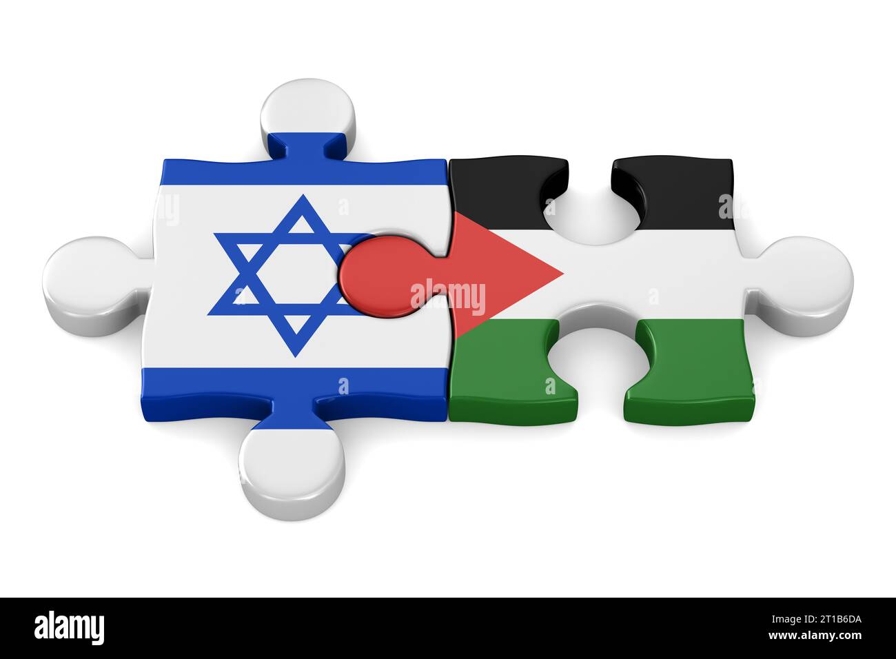 Relation entre la palestine et israël sur fond blanc. Illustration 3D isolée Banque D'Images