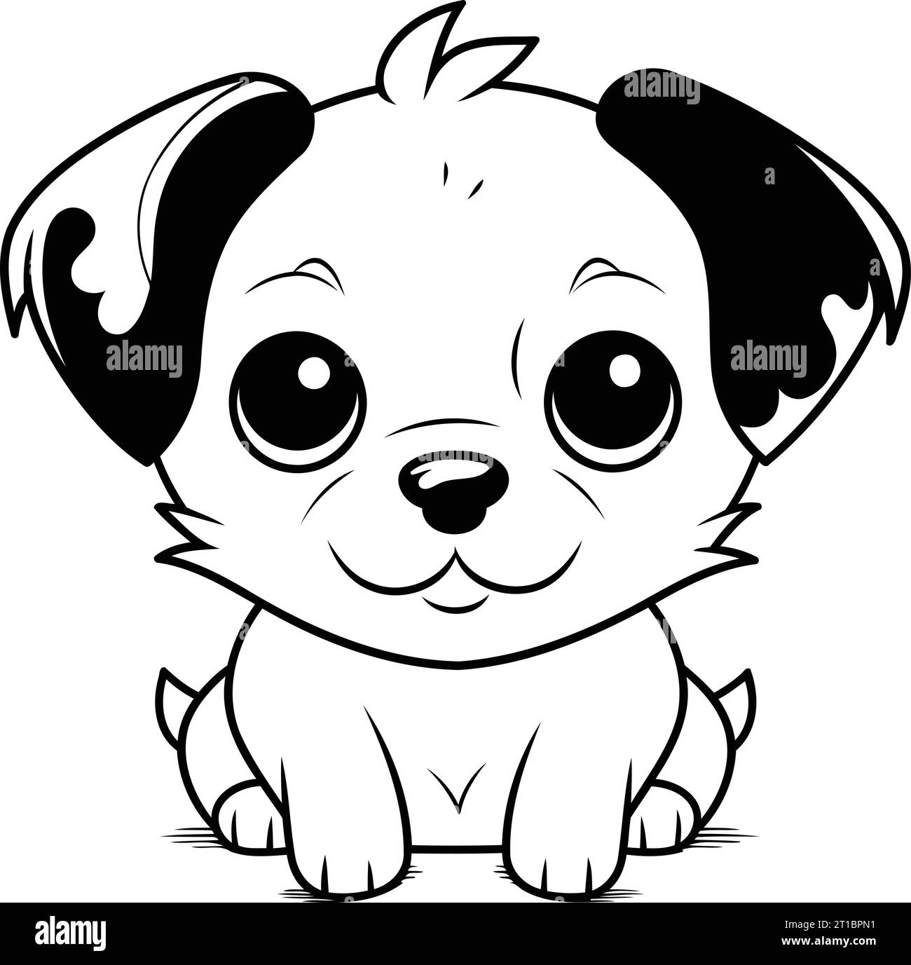 Mignon chiot chiot de chiot de bande dessinée isolé sur fond blanc
