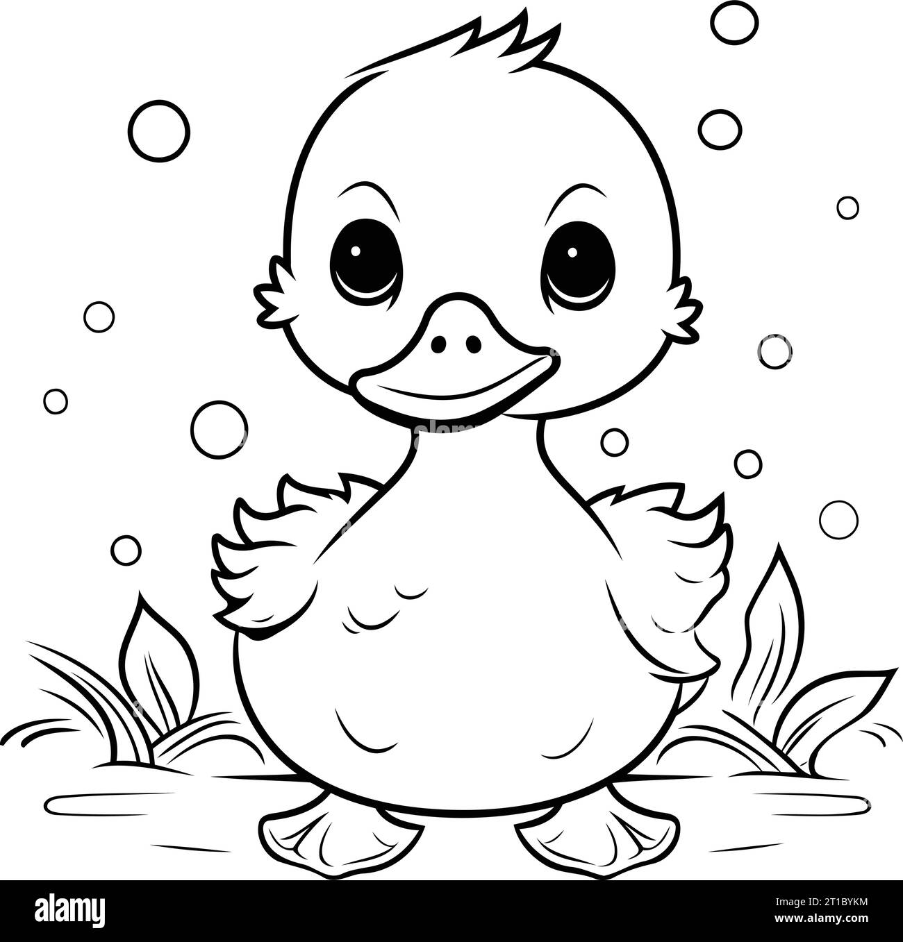 Dessin animé noir et blanc Illustration de mignon petit Canard pour le livre de coloriage Illustration de Vecteur