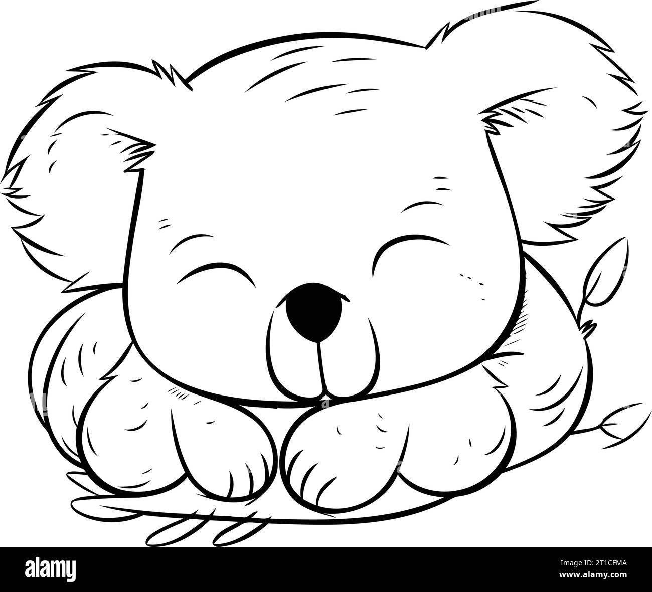 Mignon koala dormant sur un oreiller. Illustration vectorielle pour livre de coloriage. Illustration de Vecteur