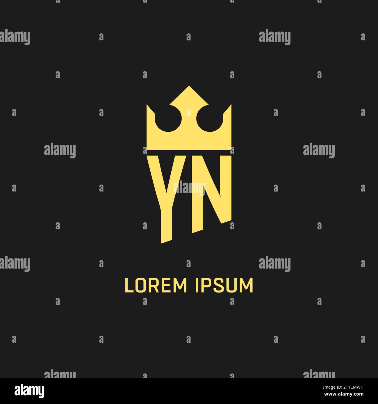 Forme de couronne de bouclier de logo YN de monogramme, graphique vectoriel de style de logo initial élégant et de luxe Illustration de Vecteur