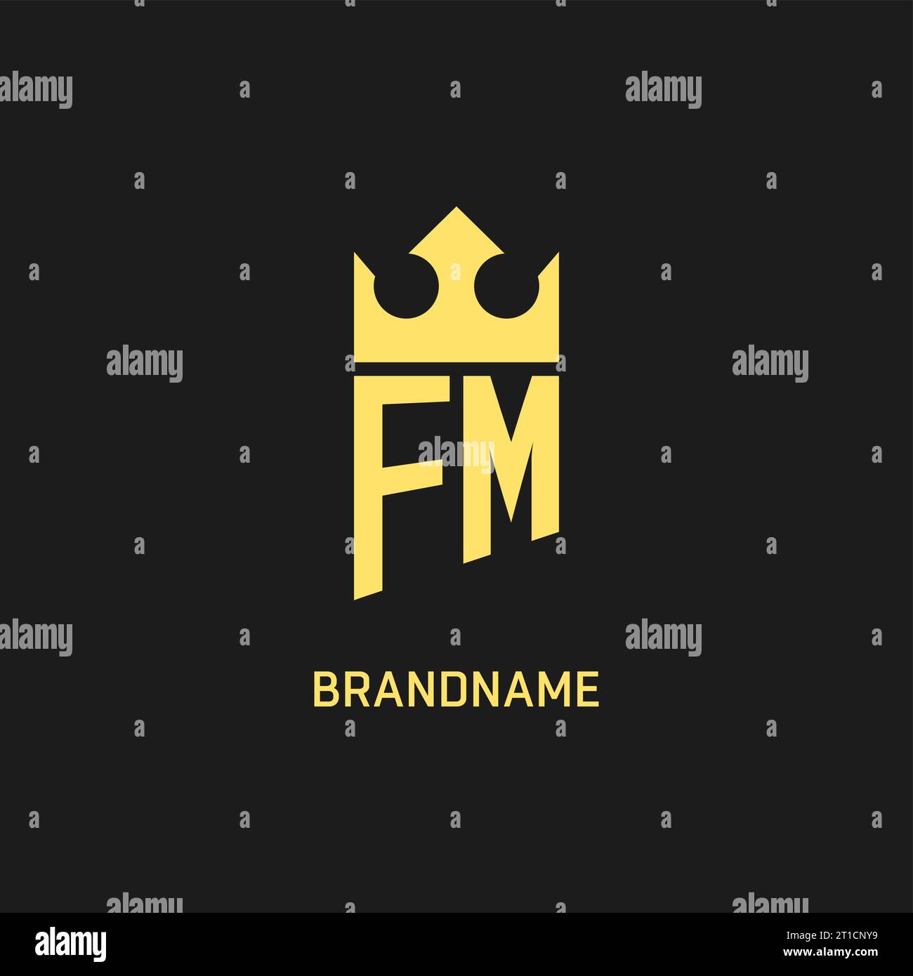 Forme de couronne de bouclier de logo de Monogram FM, graphique vectoriel de style de logo initial élégant et luxueux Illustration de Vecteur